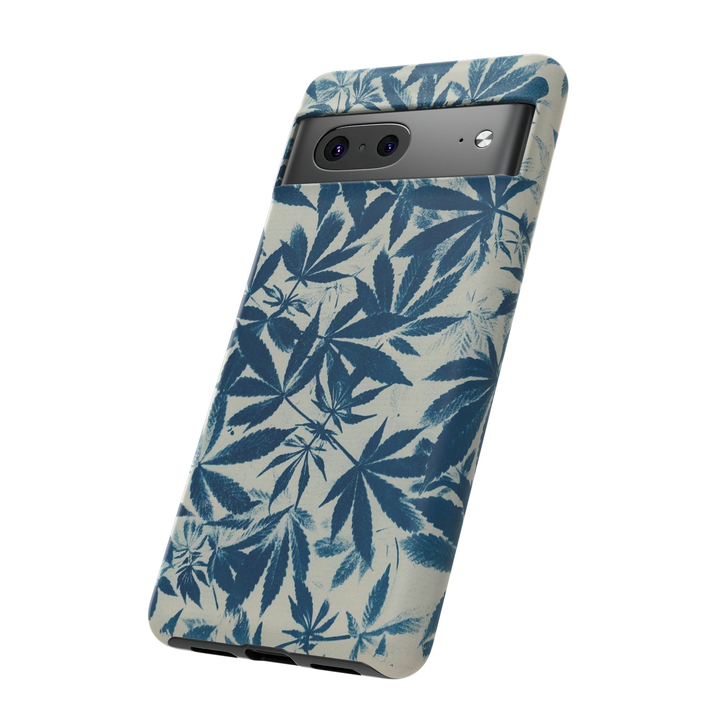 Tough Cell Phone Cases -Cannabis Field Cyanotype on Ivory Print