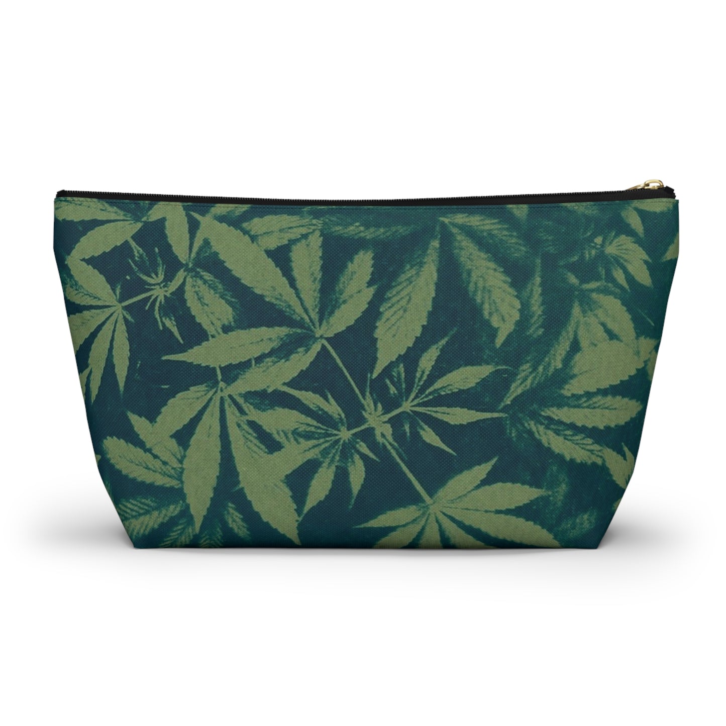 Roomy Accessory Pouch - Cyanotype on Olive Print