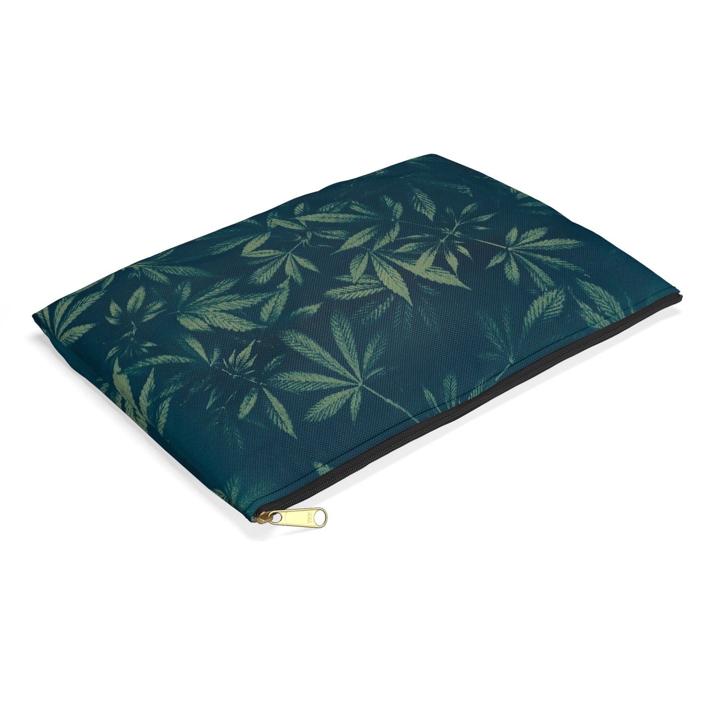 Flat Accessory Pouch - Cyanotype on Olive Print