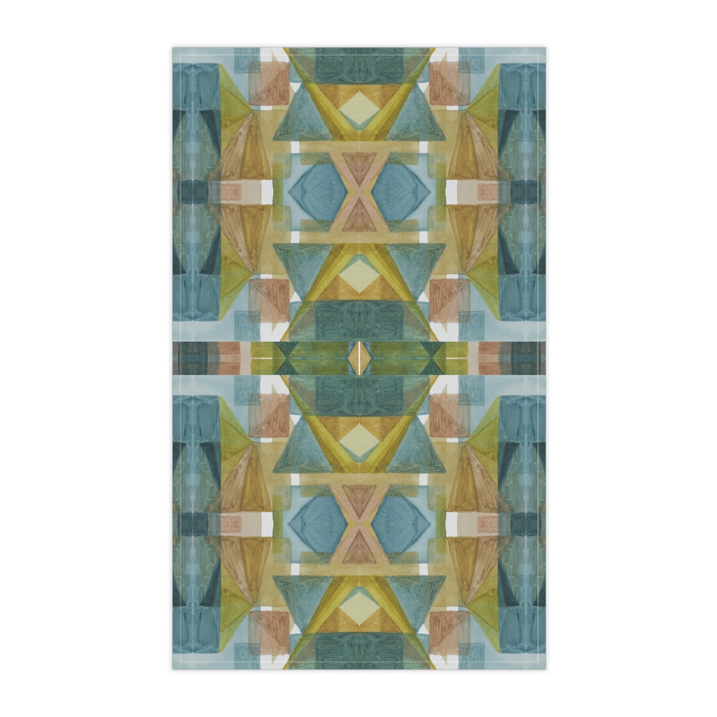 100% Cotton Twill Kitchen Towel - Geometric Abstract, blue green