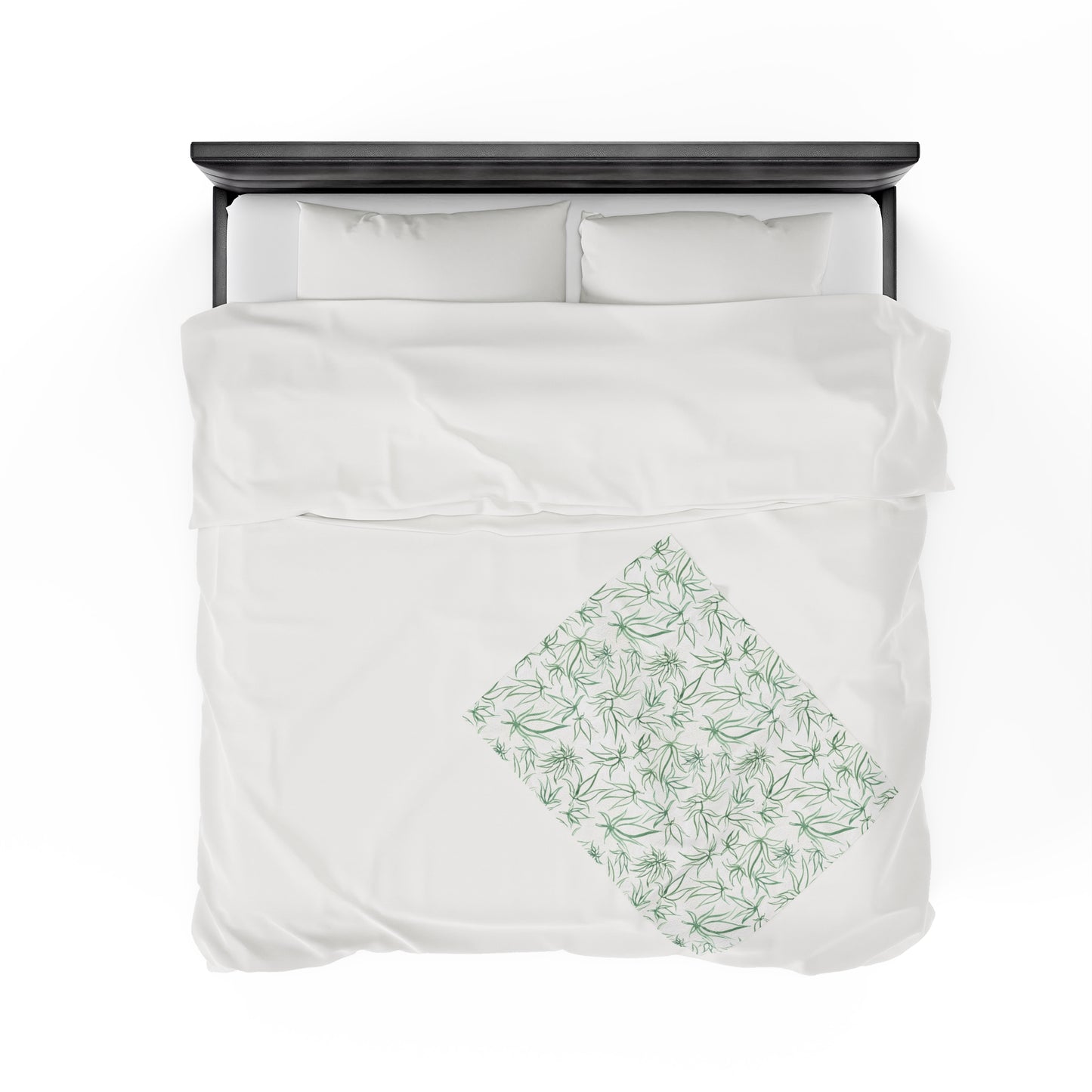 Velveteen Plush Blanket - Sketches in Green