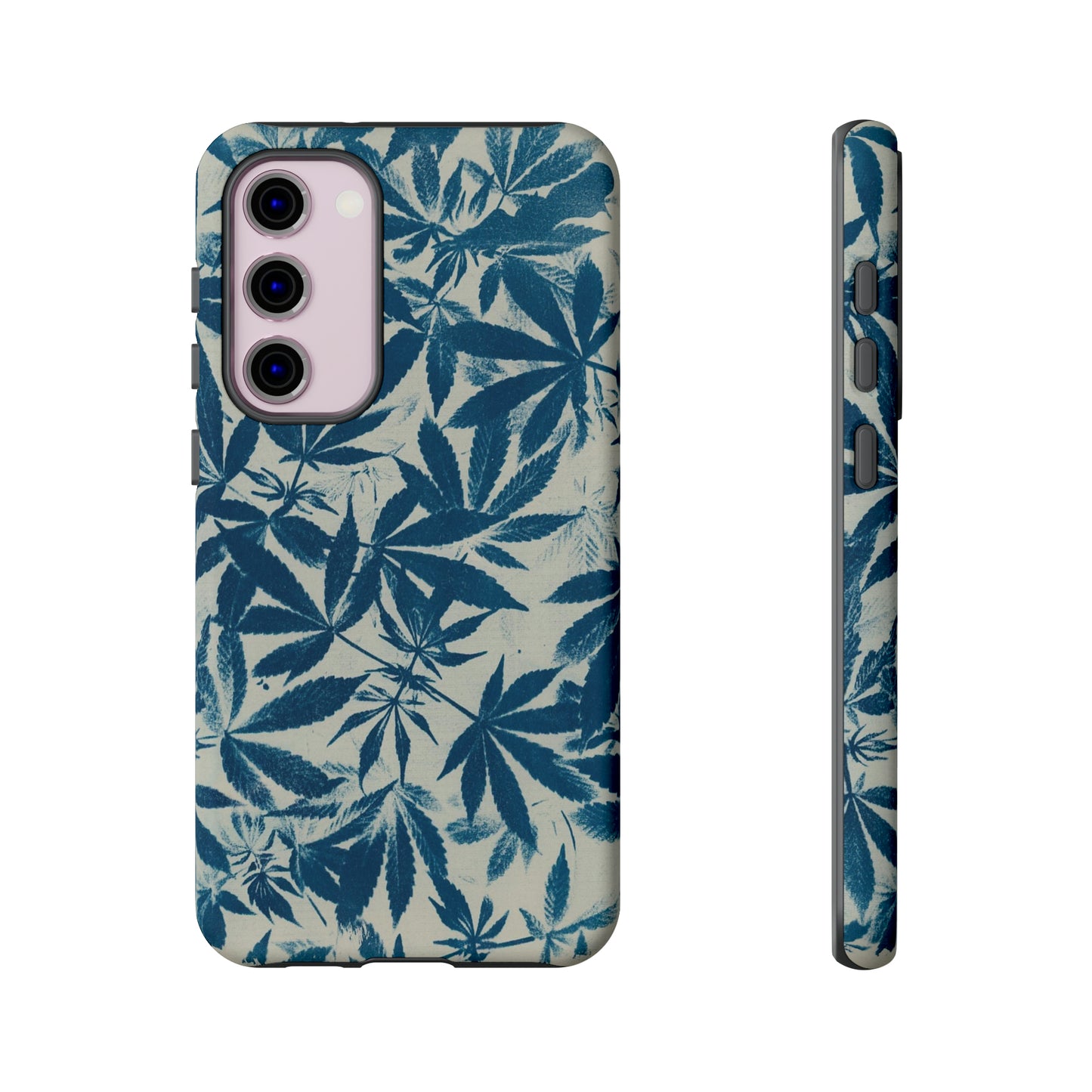 Tough Cell Phone Cases -Cannabis Field Cyanotype on Ivory Print