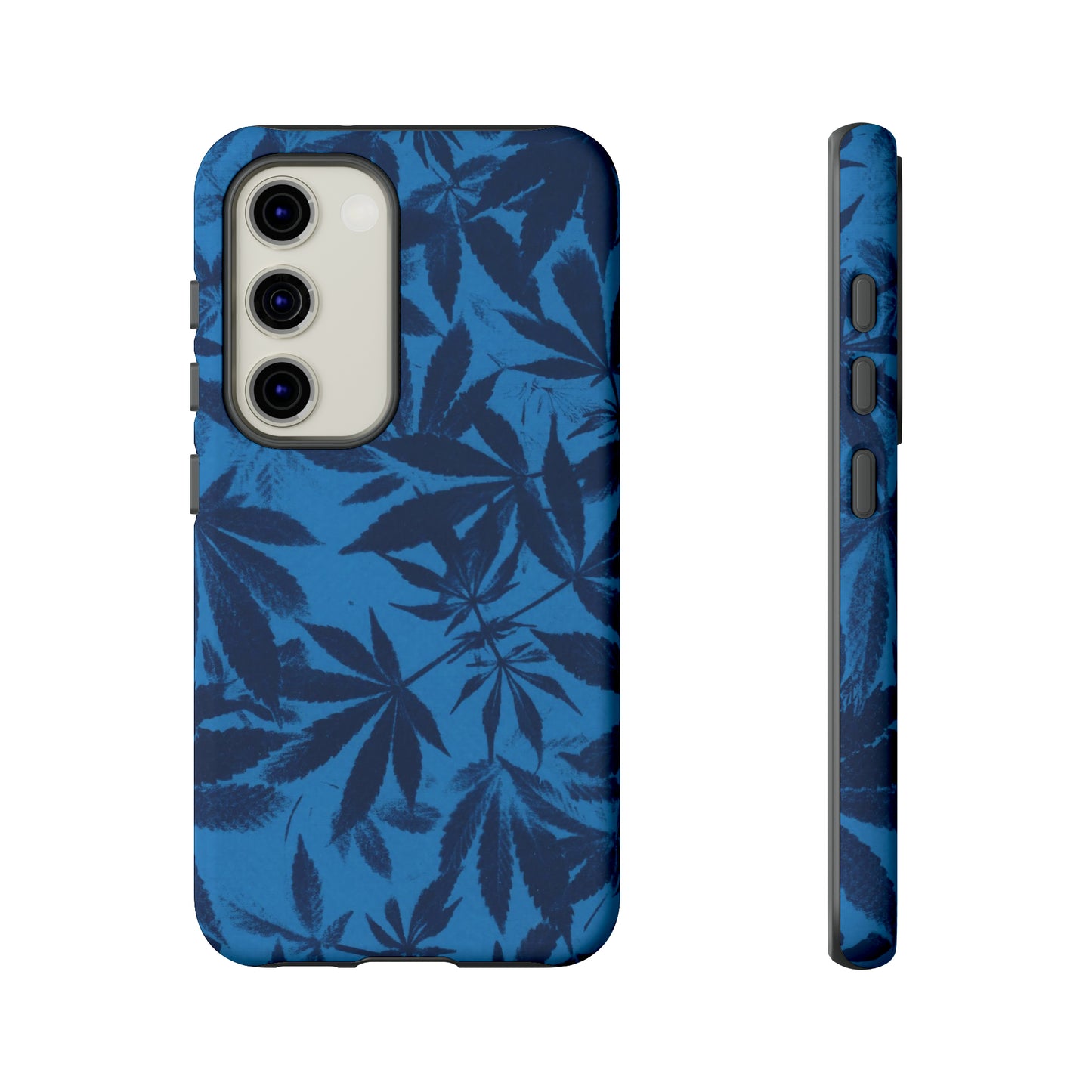 Tough Cell Phone Cases - Cyanotype on Bright Blue Print