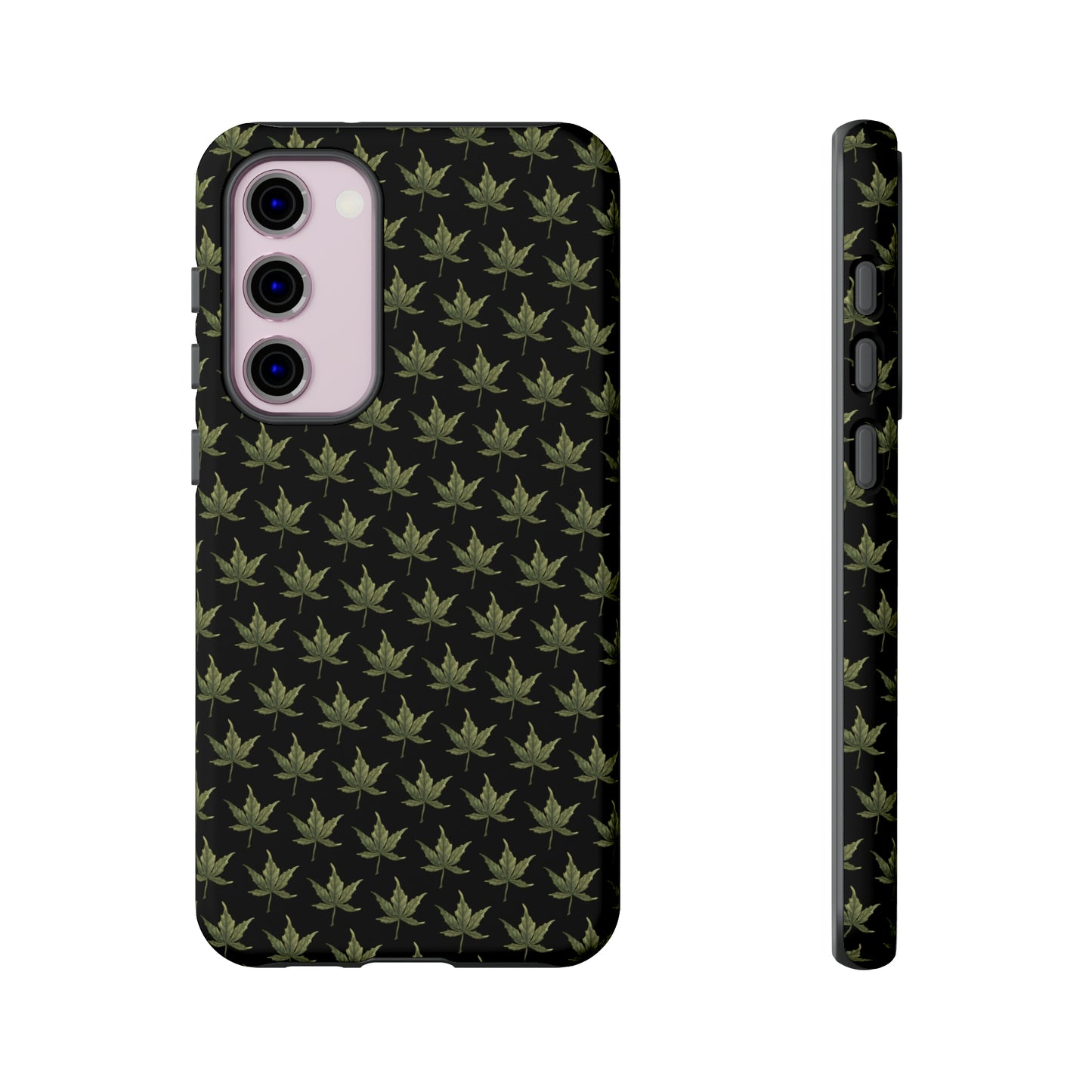 Tough Cell Phone Cases - Mini Cannabis Leaf on Black