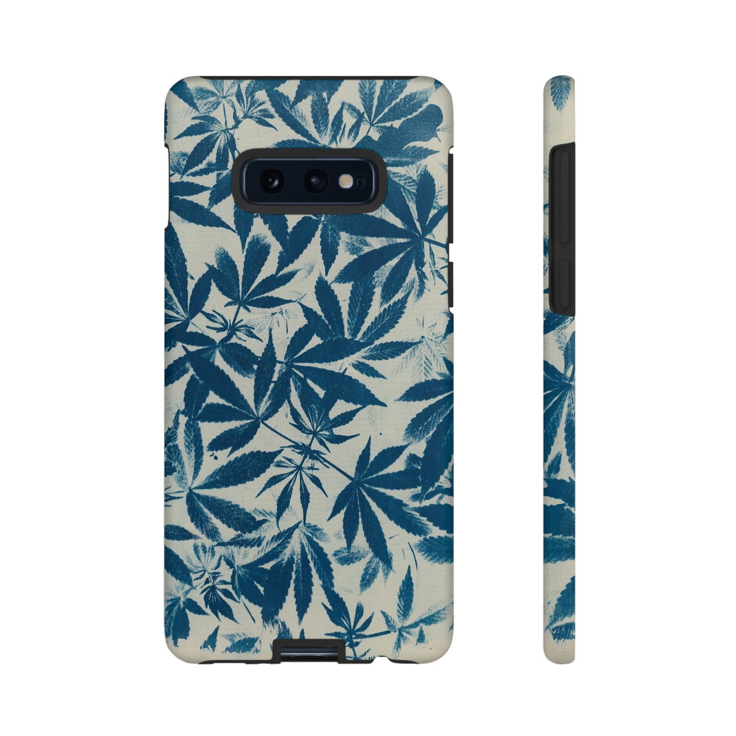 Tough Cell Phone Cases -Cannabis Field Cyanotype on Ivory Print