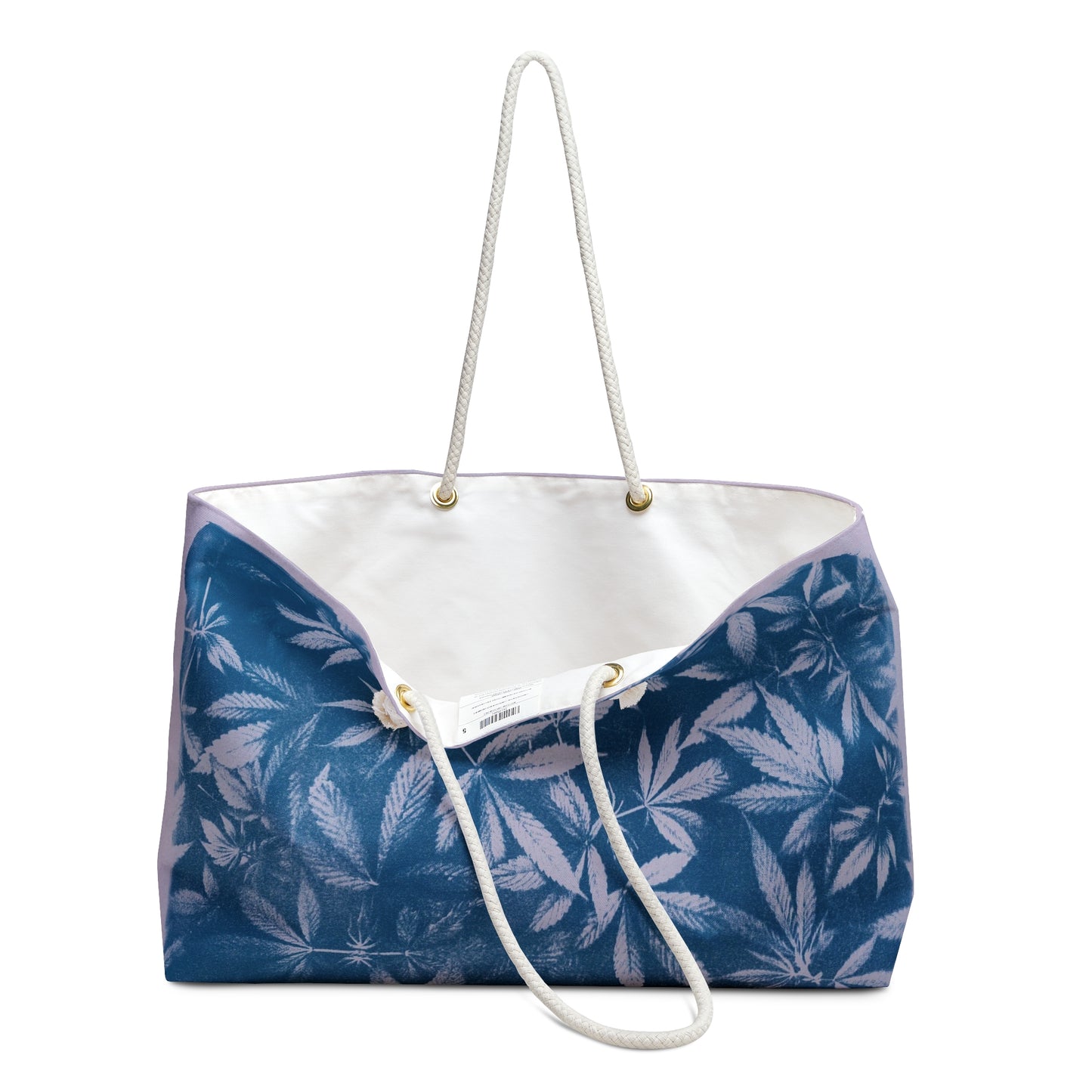 Oversized Weekender Bag - Cannabis Field Cyanotype on Lavender Print