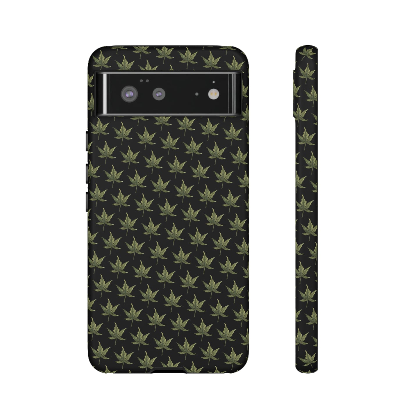 Tough Cell Phone Cases - Mini Cannabis Leaf on Black