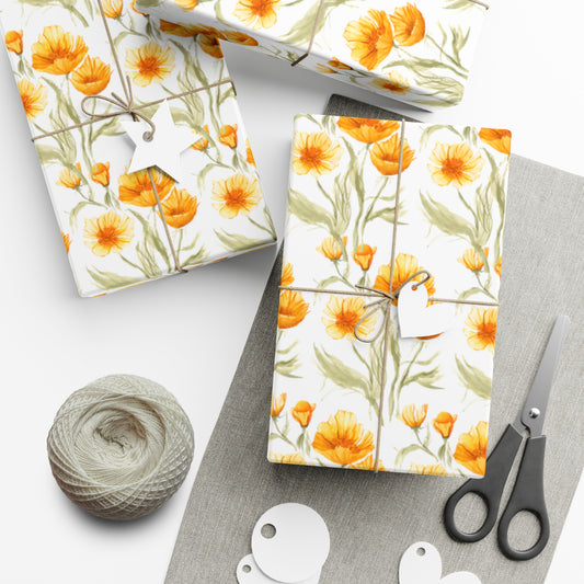 Gift Wrap Papers - Golden Poppies Wrapping Paper