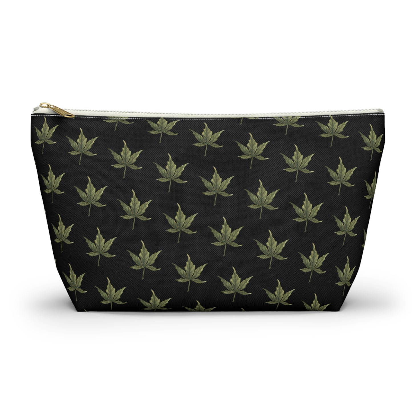 Roomy Accessory Pouch - Mini Cannabis Leaf Print on Black