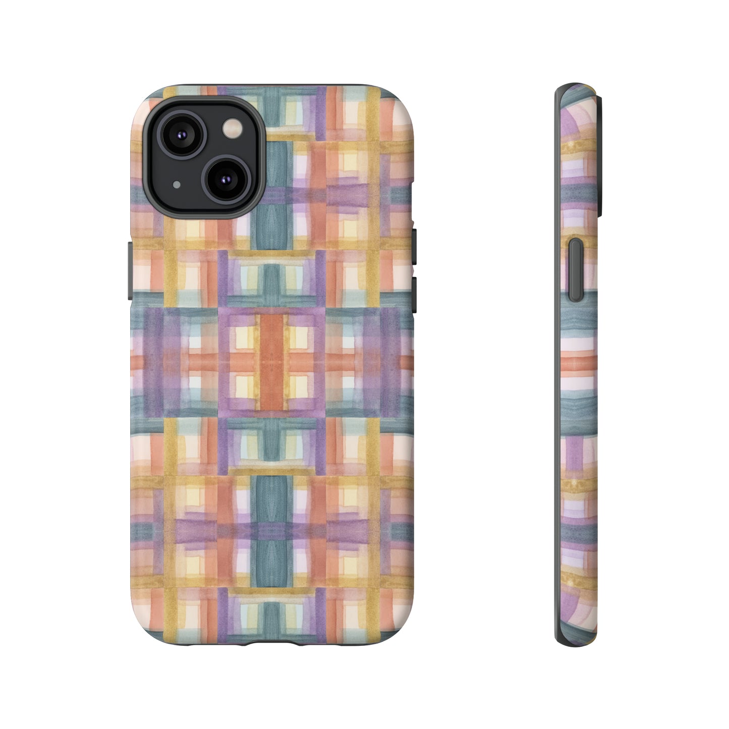 Tough Cell Phone Cases - Painterly Plaid, Warm Colors