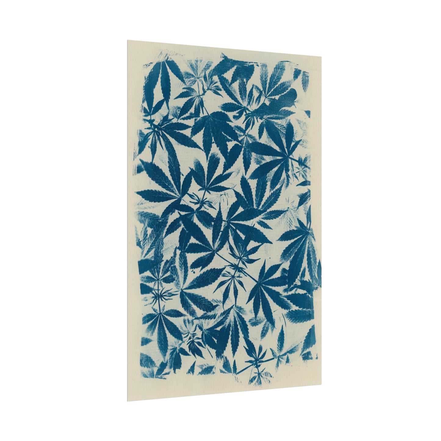 Fine Art Reproductions - Archival, Textured Watercolor Matte Prints - Cannabis Cyanotype on Ivory Print