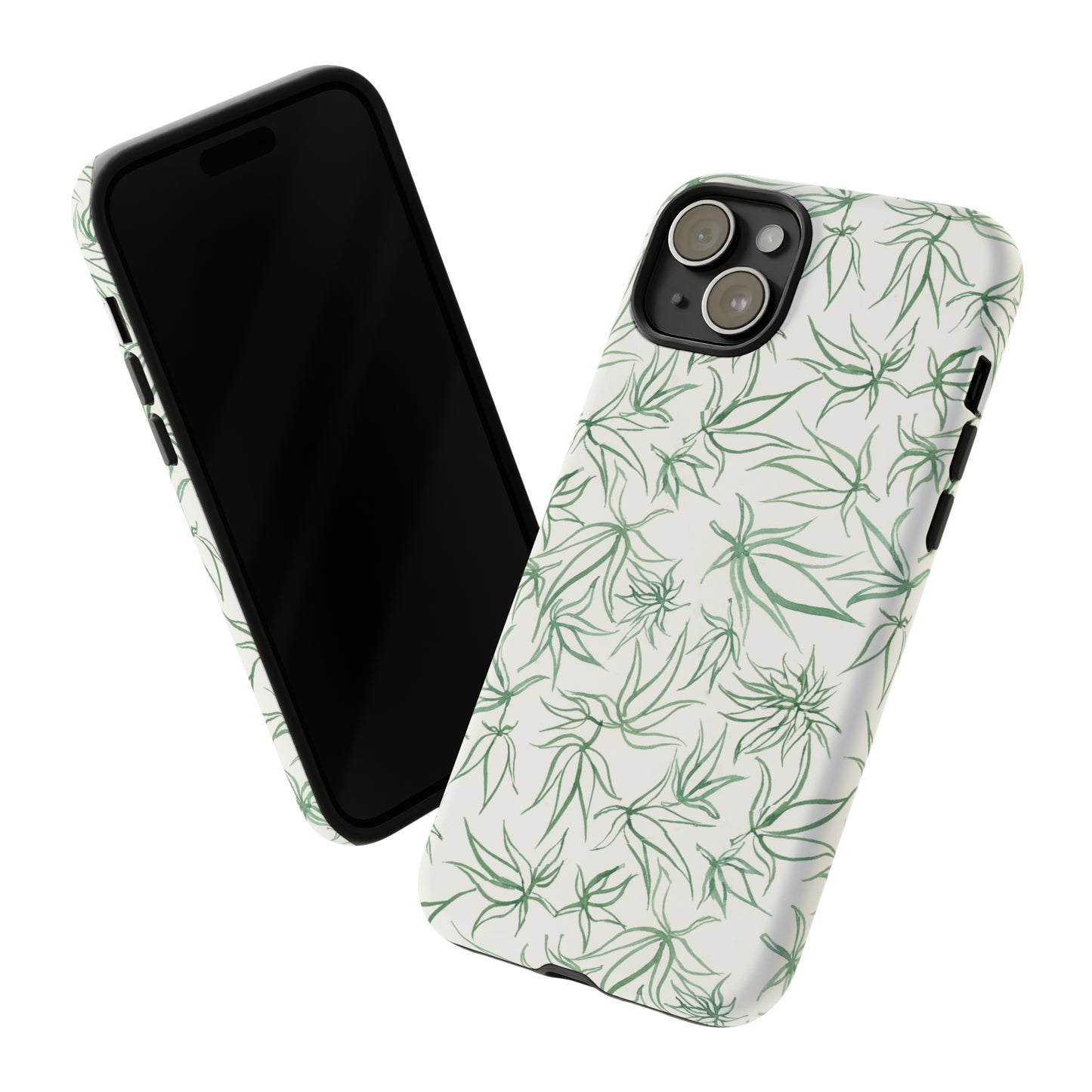 Tough Cell Phone Cases - Cannabis Sketches in Green