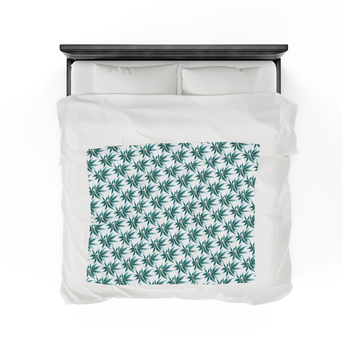 Velveteen Plush Blanket - Teal Dreamleaf