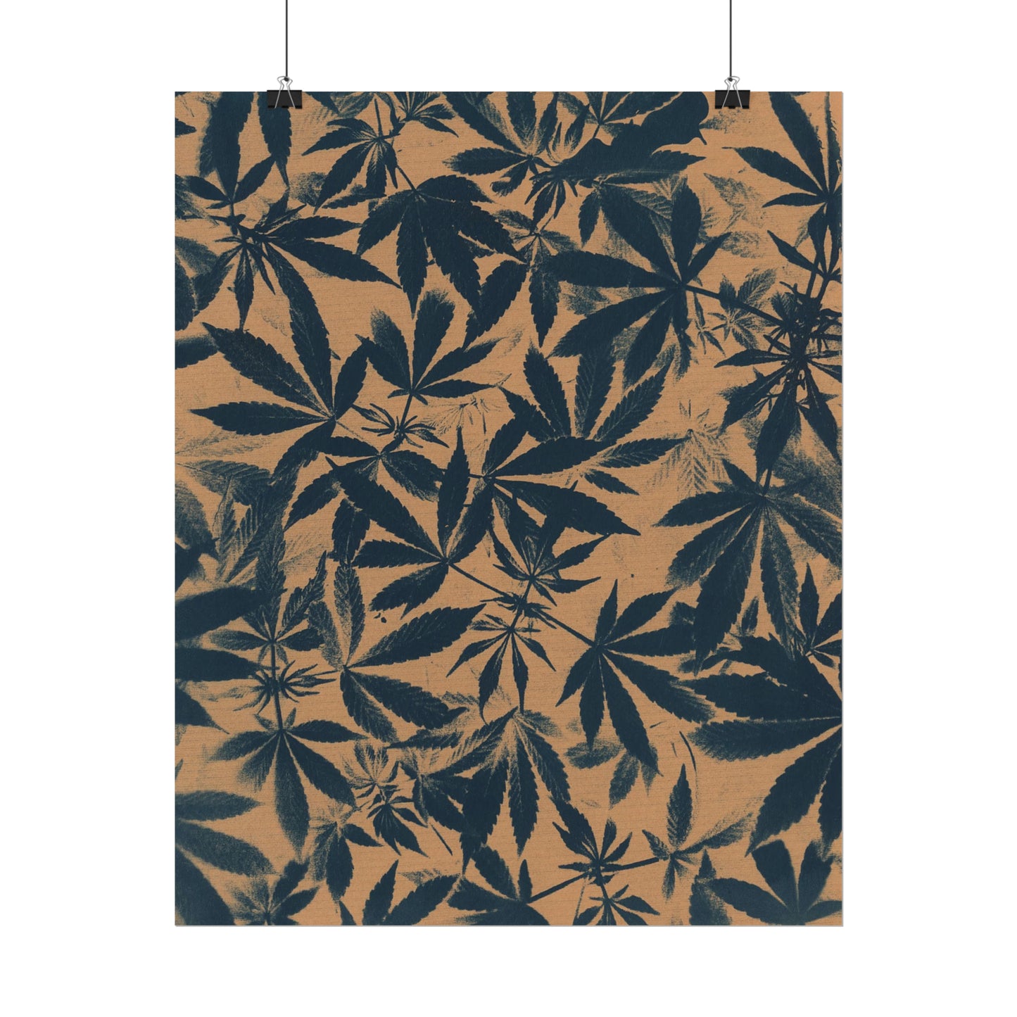 Fine Art Reproductions - Archival, Textured Watercolor Matte Prints - Cannabis Cyanotype on Amber Print