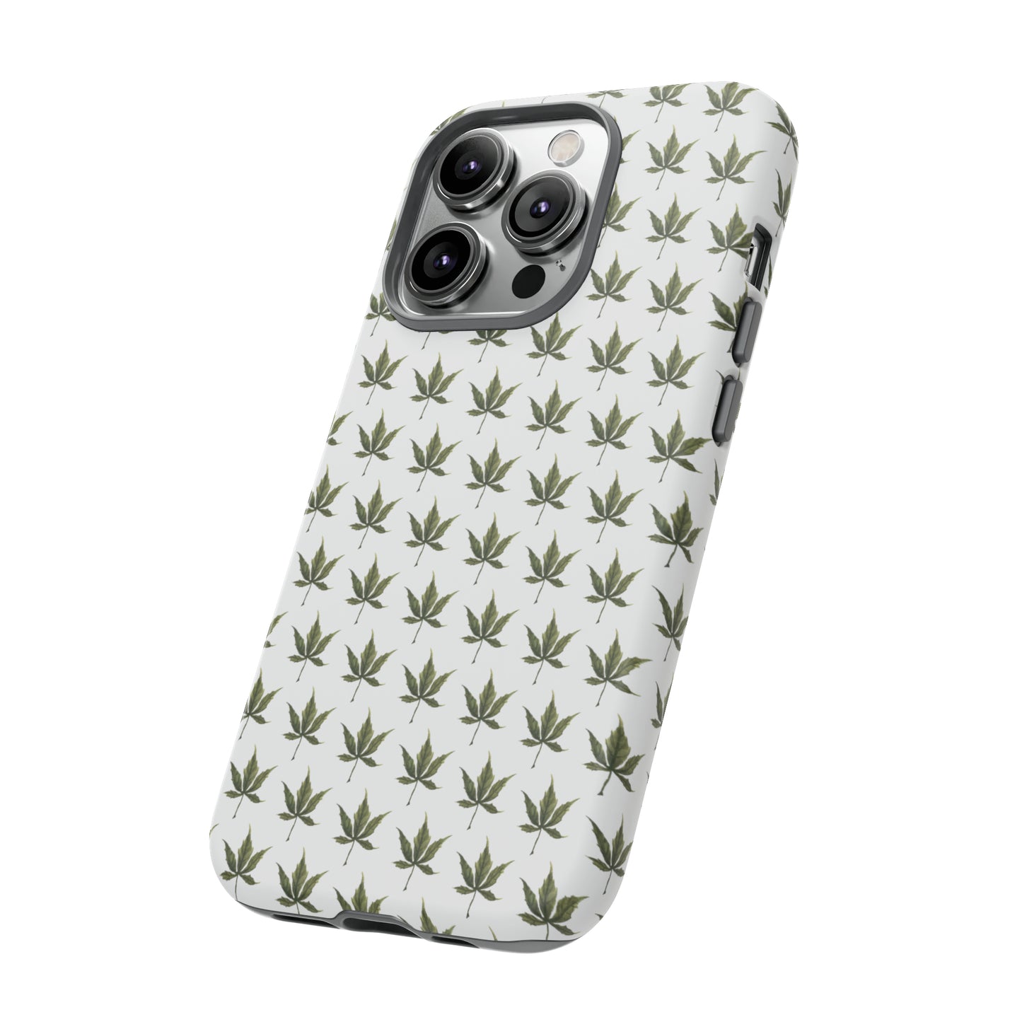 Tough Cell Phone Cases - Mini Cannabis Leaf on White