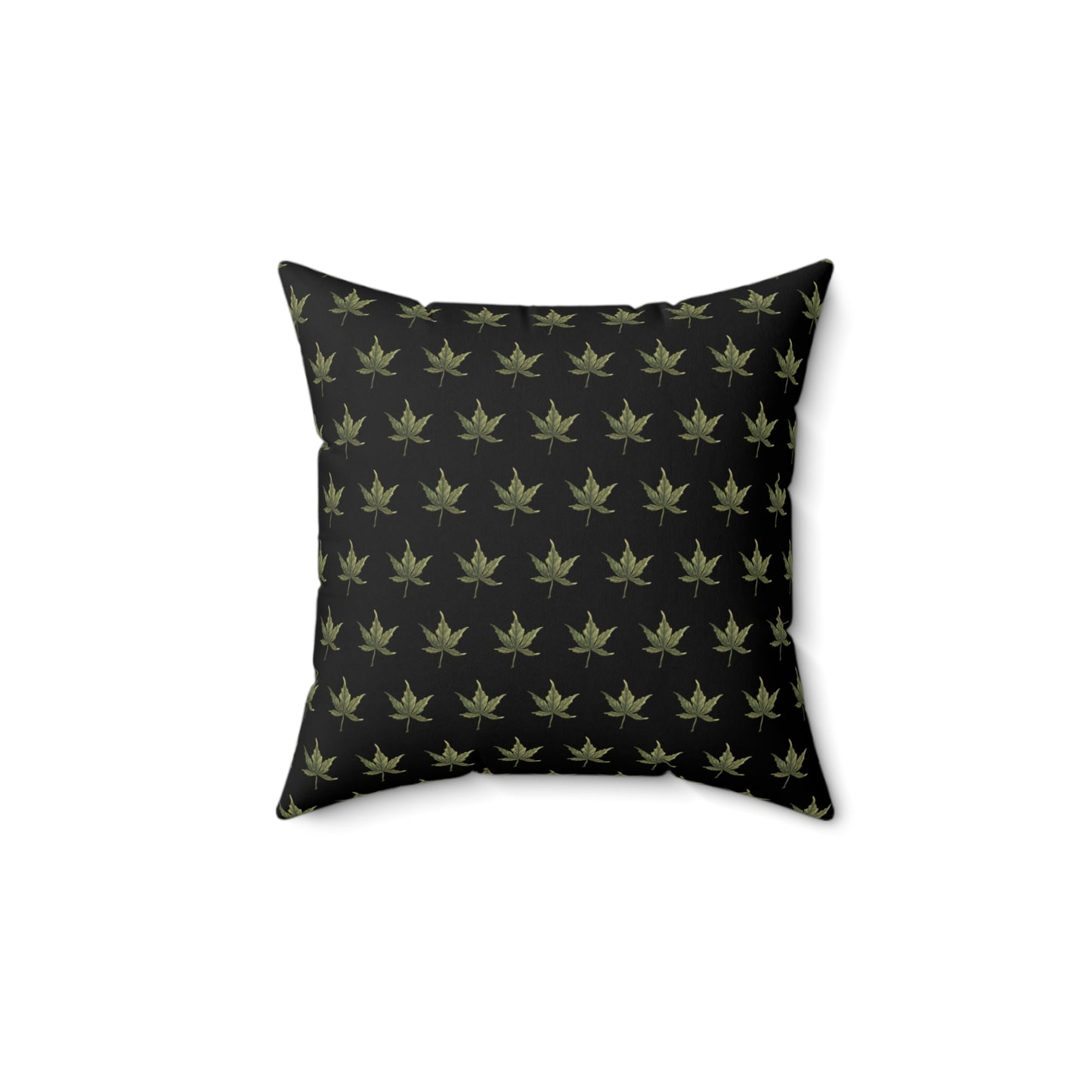 Faux Suede Square Pillow - Mini Cannabis Leaf on Black