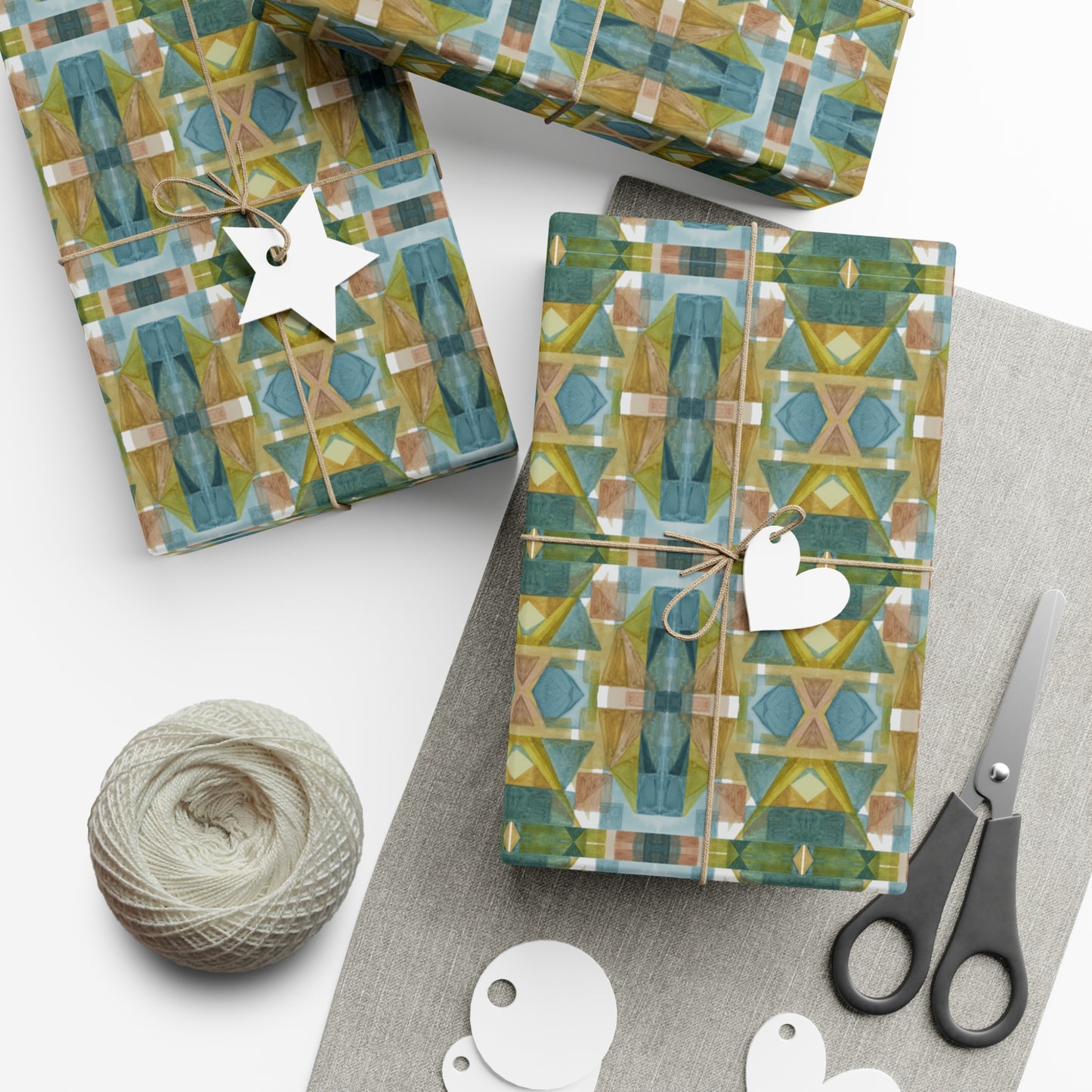 Gift Wrap Papers - Painterly Plaid, Cool Colors Wrapping Paper