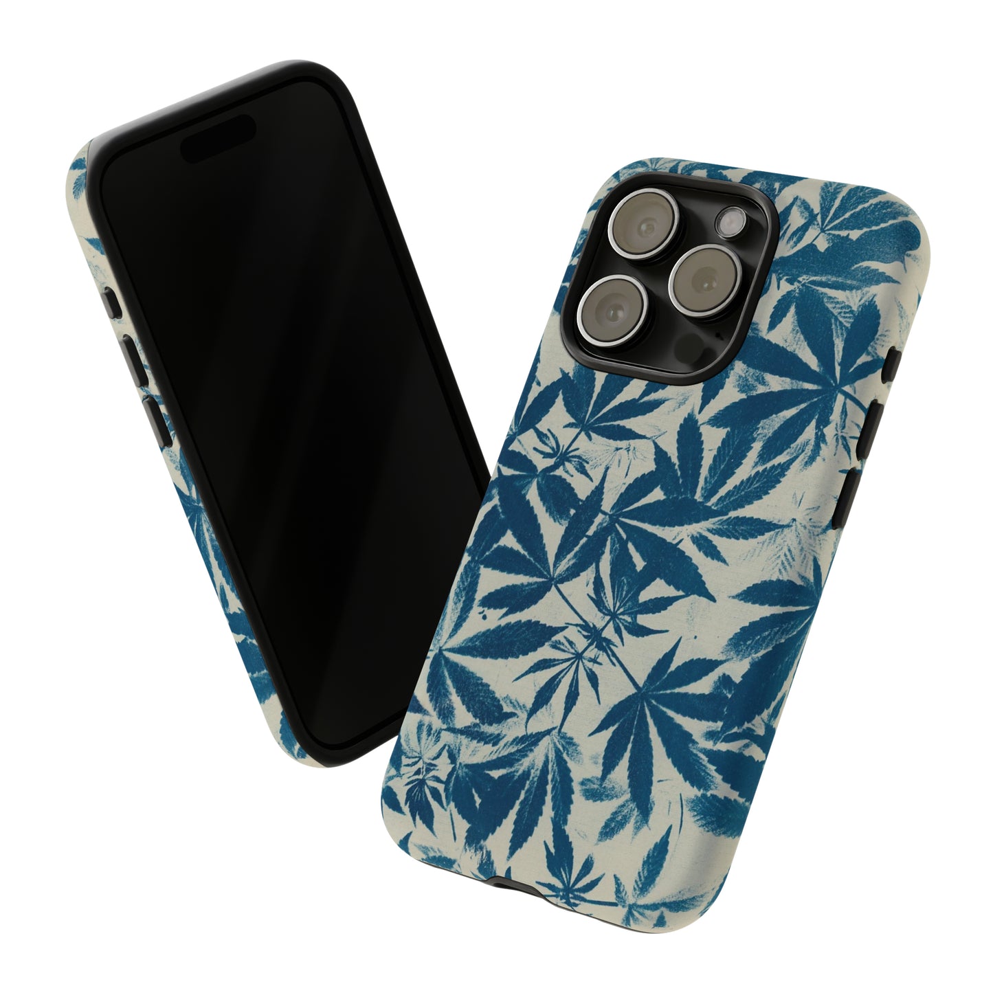 Tough Cell Phone Cases -Cannabis Field Cyanotype on Ivory Print