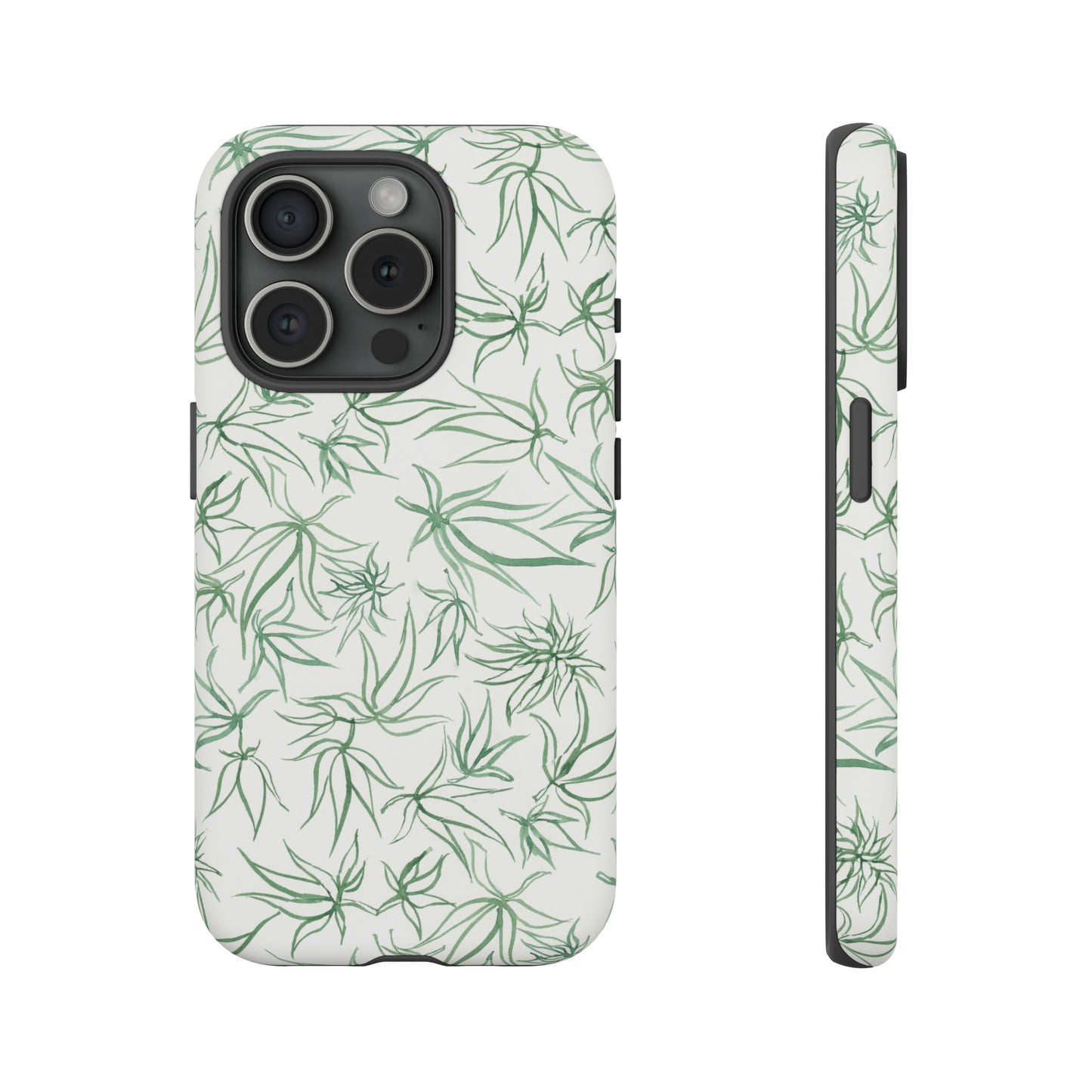 Tough Cell Phone Cases - Cannabis Sketches in Green