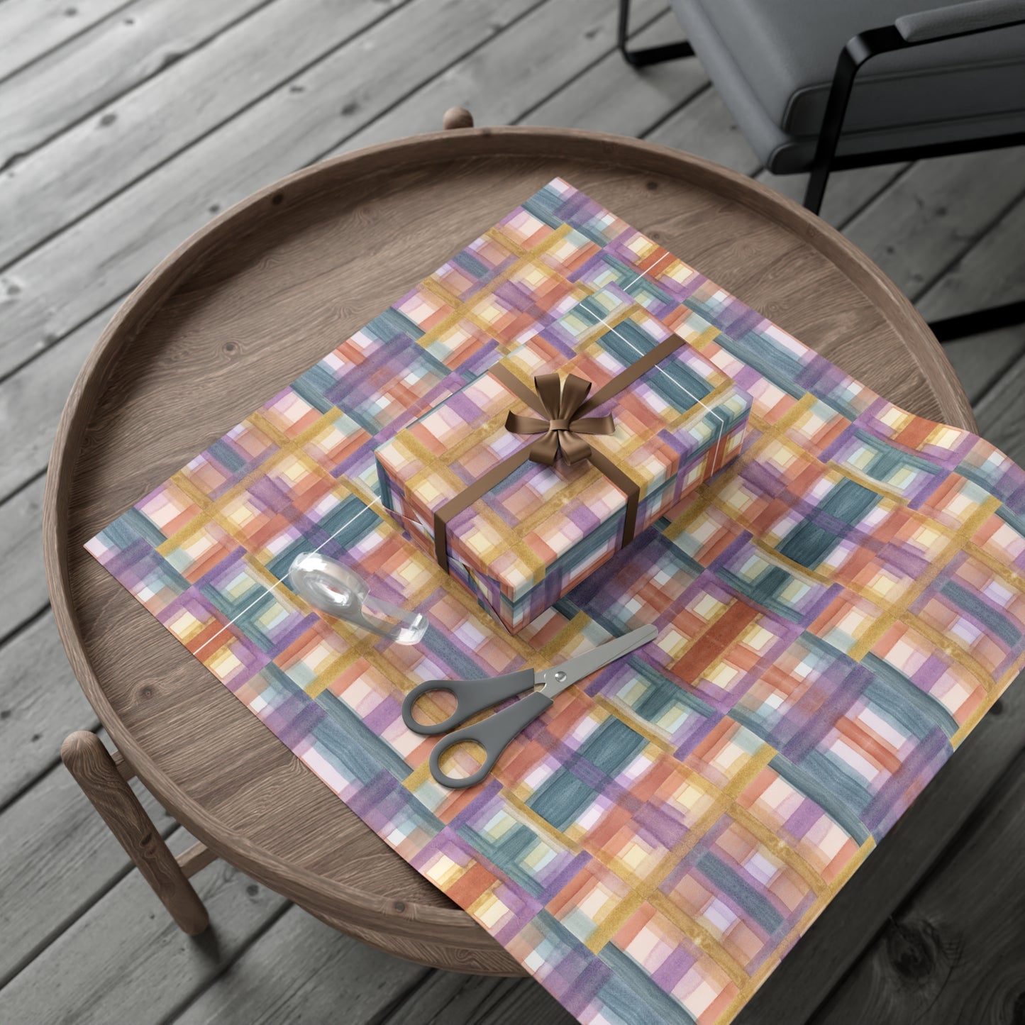 Gift Wrap Papers - Painterly Plaid, Warm Colors Wrapping Paper