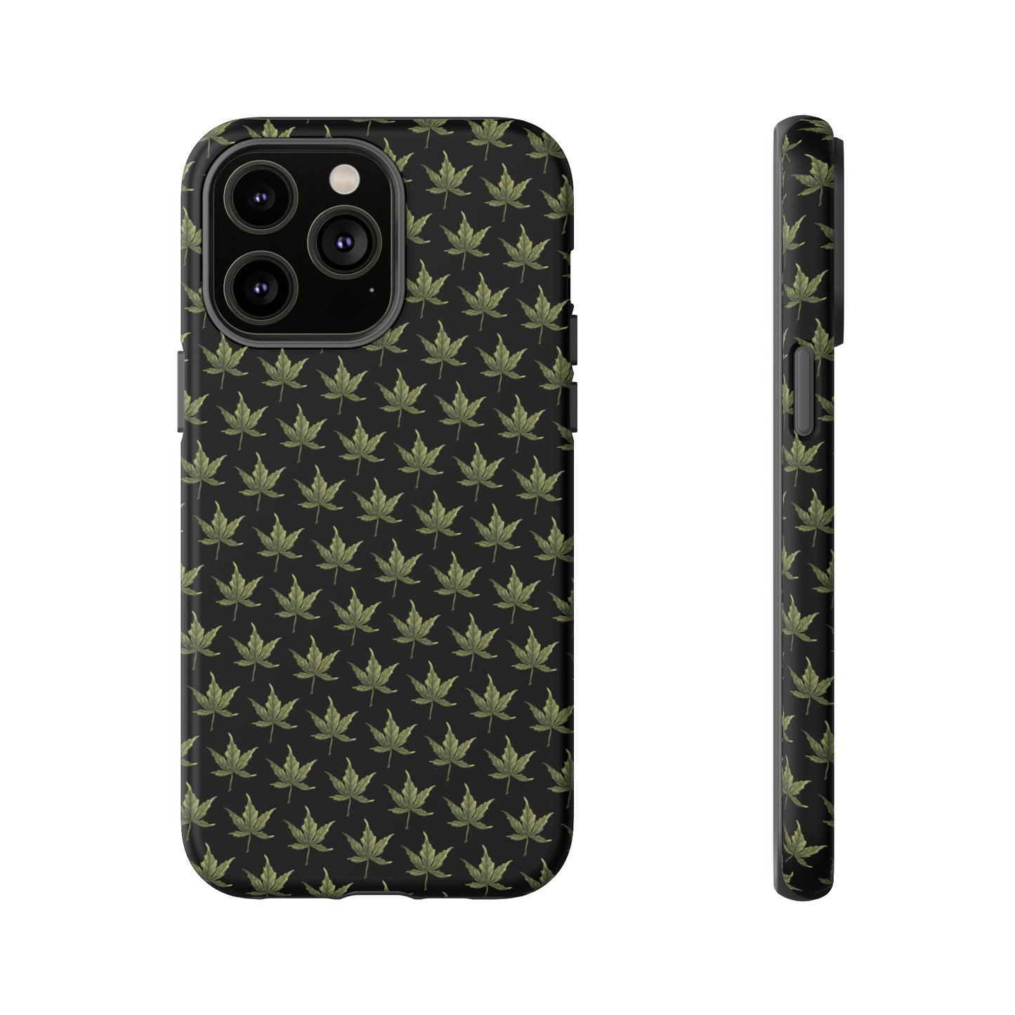 Tough Cell Phone Cases - Mini Cannabis Leaf on Black