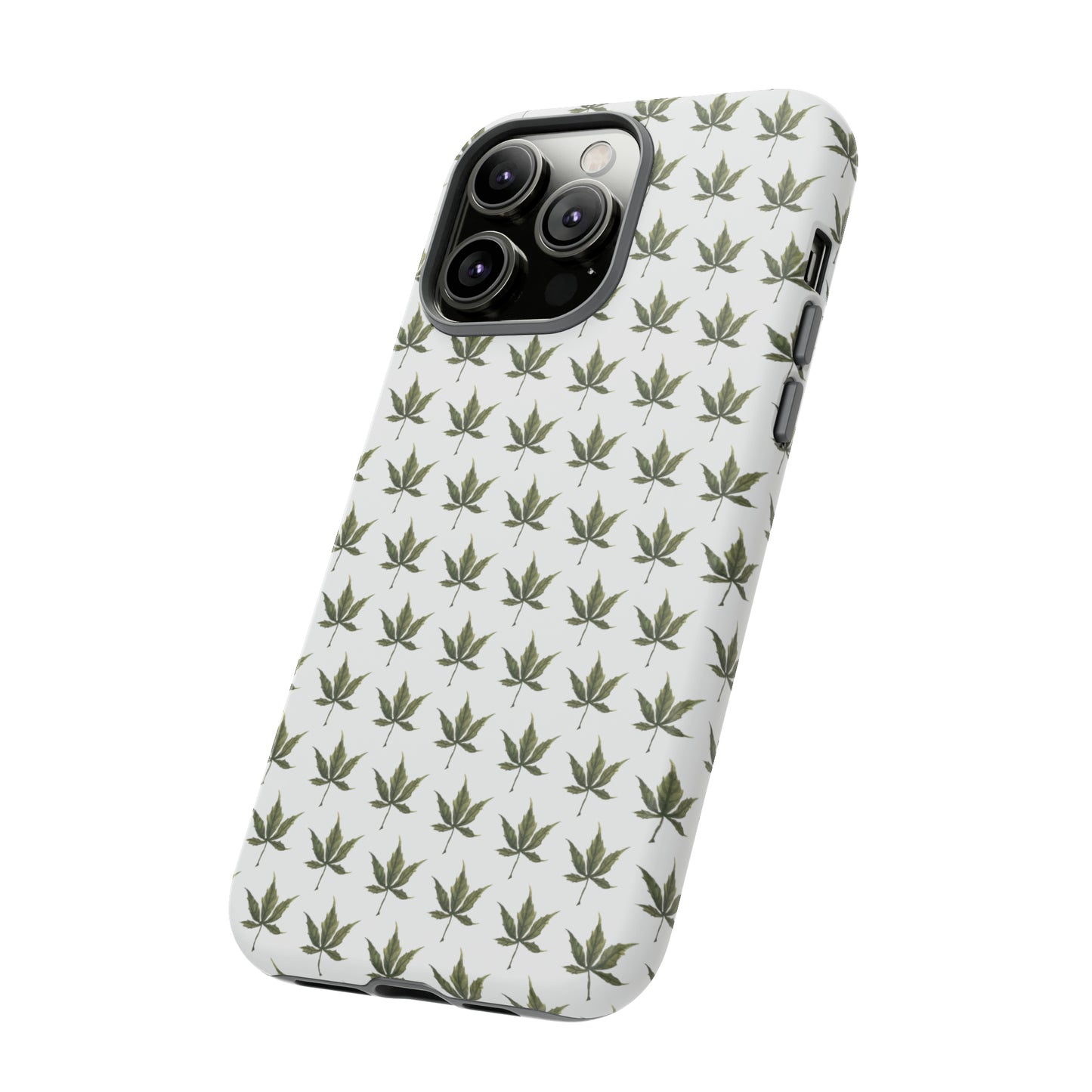 Tough Cell Phone Cases - Mini Cannabis Leaf on White