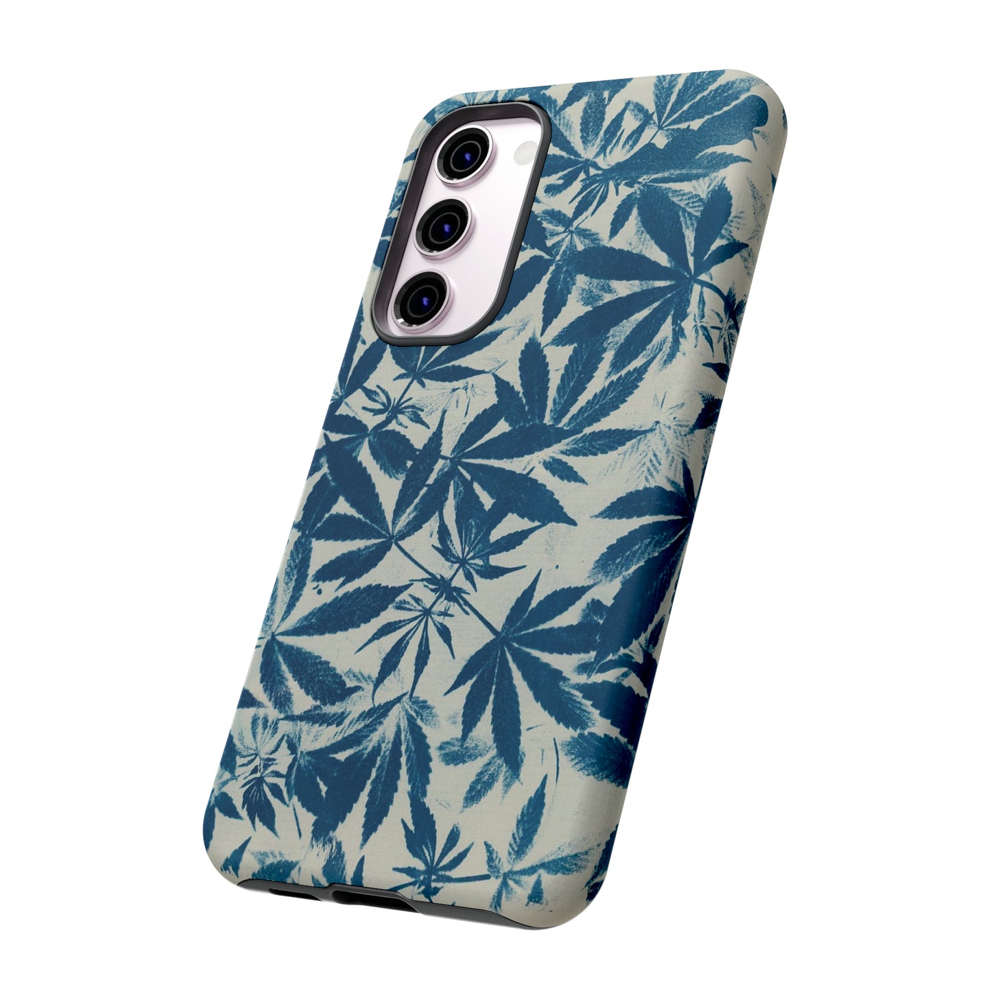 Tough Cell Phone Cases -Cannabis Field Cyanotype on Ivory Print