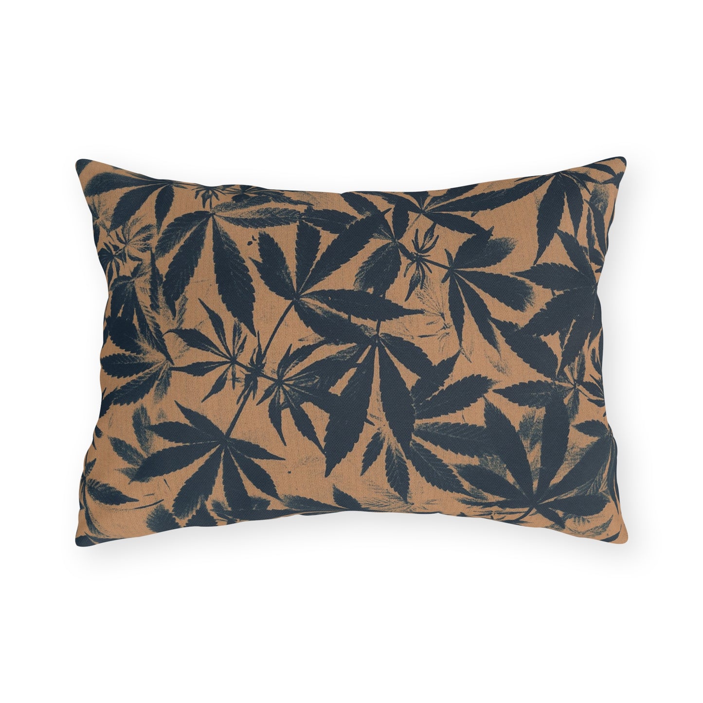 Outdoor Decorative Pillows - UV/H2O/Mildew Resistant - Cannabis Field Cyanotype on Amber Print