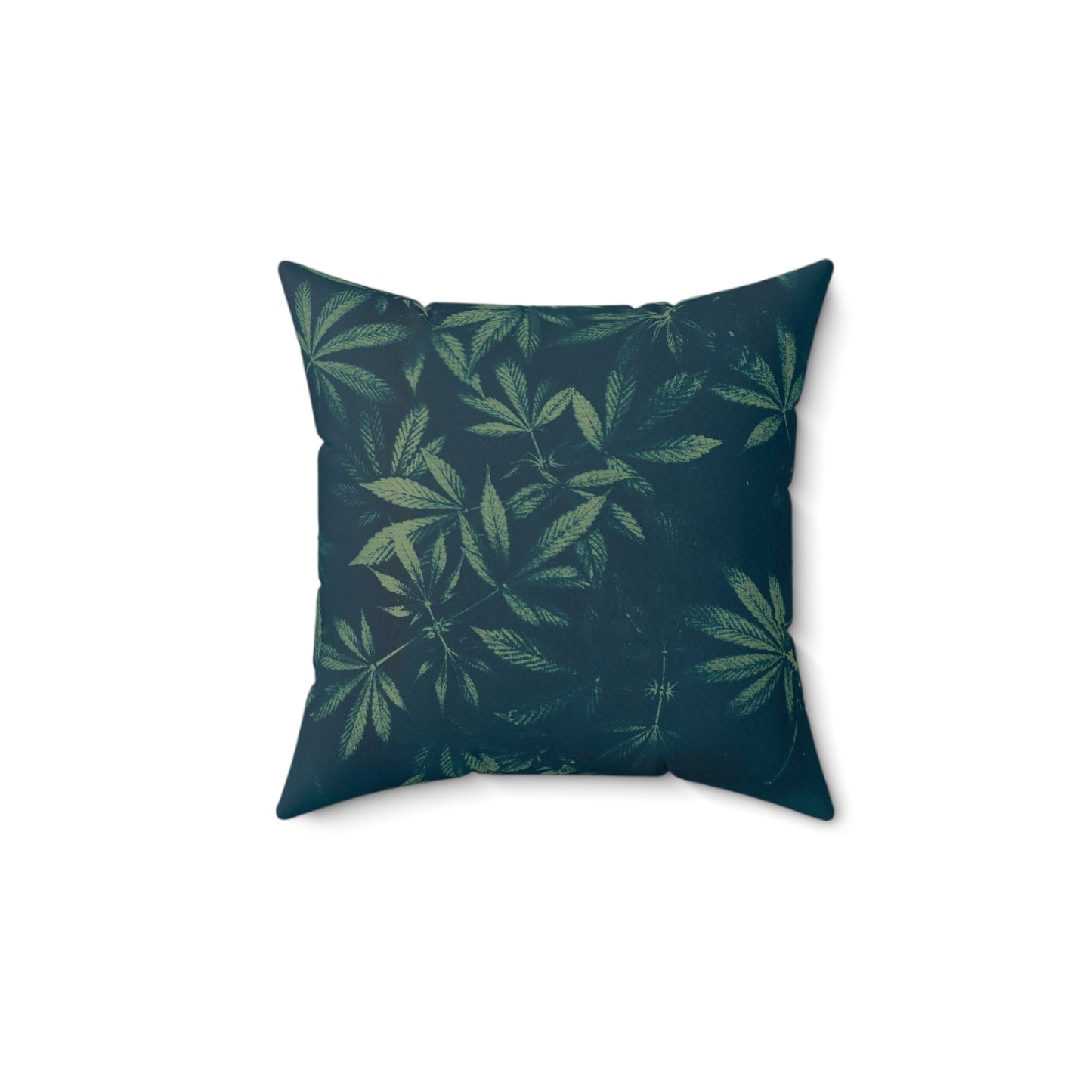 Faux Suede Square Pillow - Cyanotype on Green