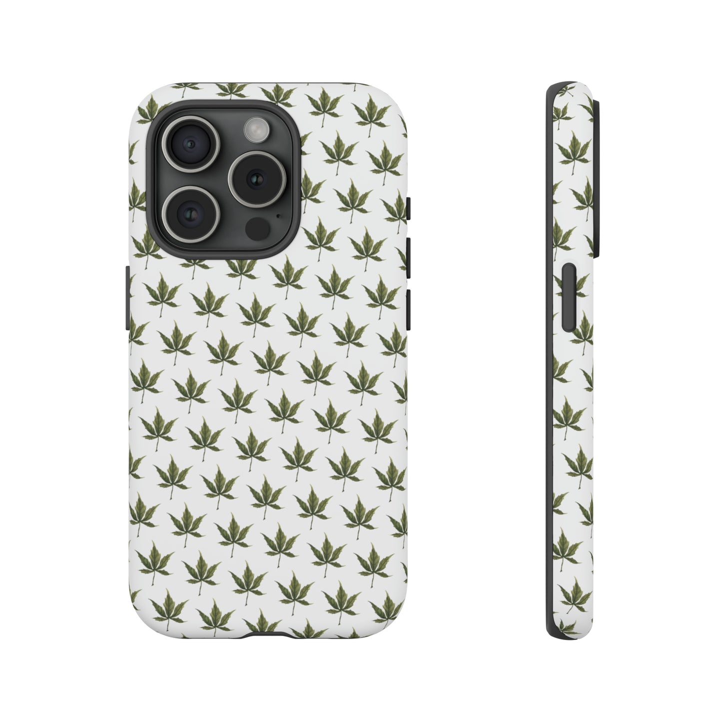 Tough Cell Phone Cases - Mini Cannabis Leaf on White