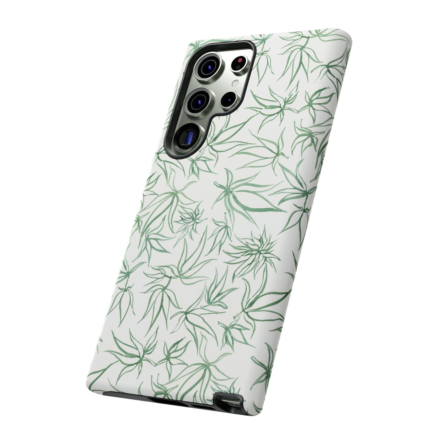 Tough Cell Phone Cases - Cannabis Sketches in Green