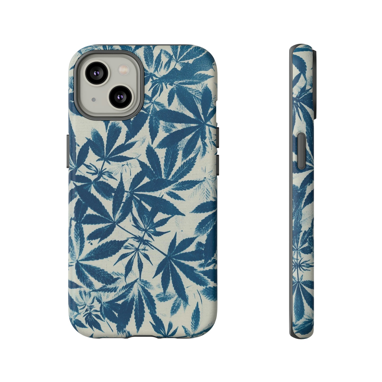 Tough Cell Phone Cases -Cannabis Field Cyanotype on Ivory Print