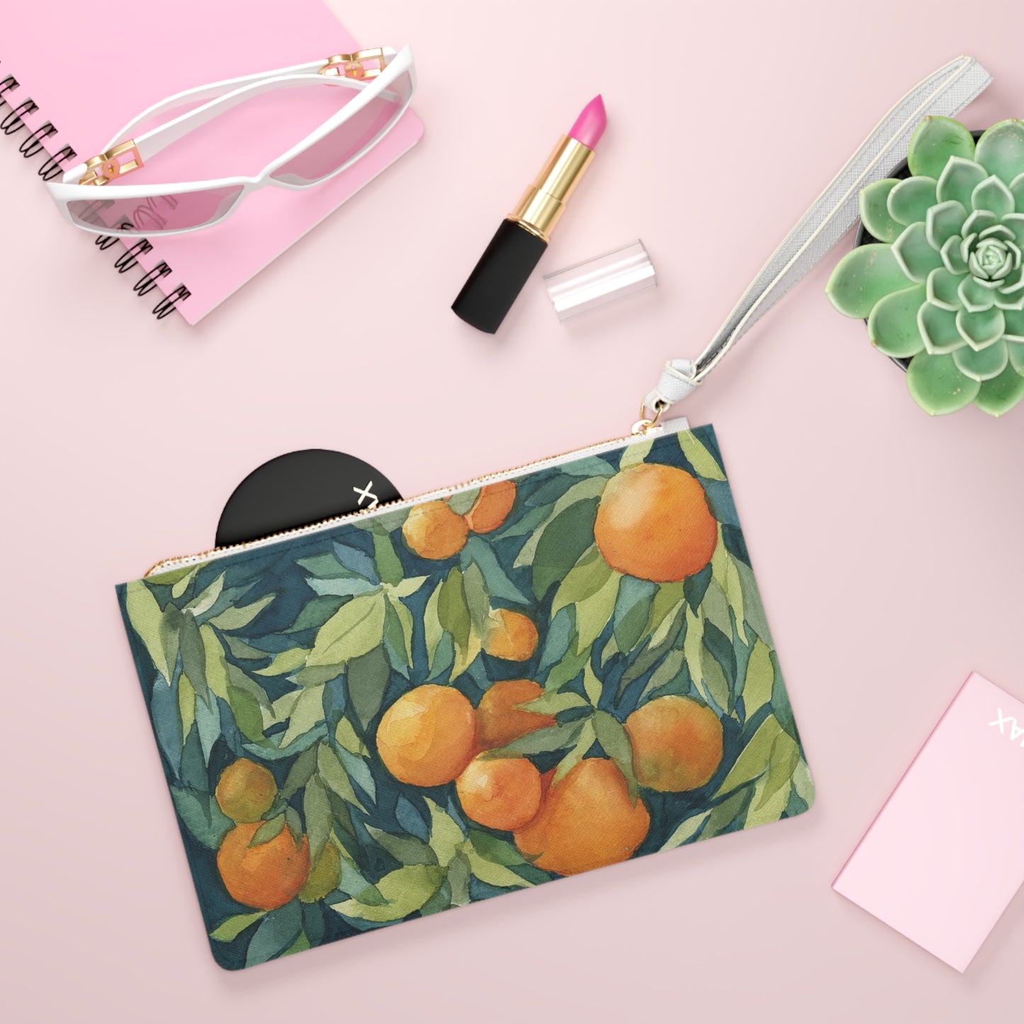 Vegan Leather Clutch Bag - Orange Grove