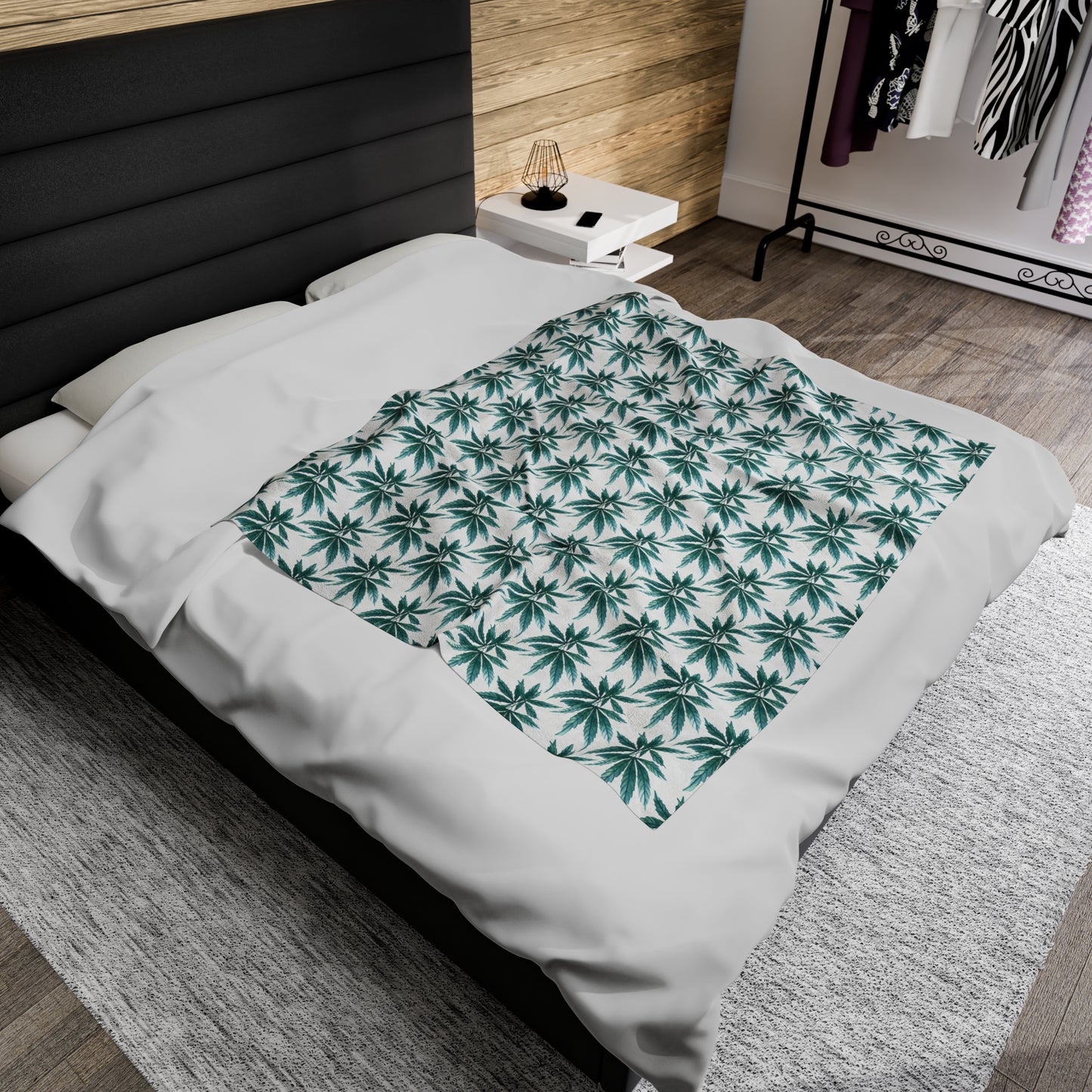 Velveteen Plush Blanket - Teal Dreamleaf