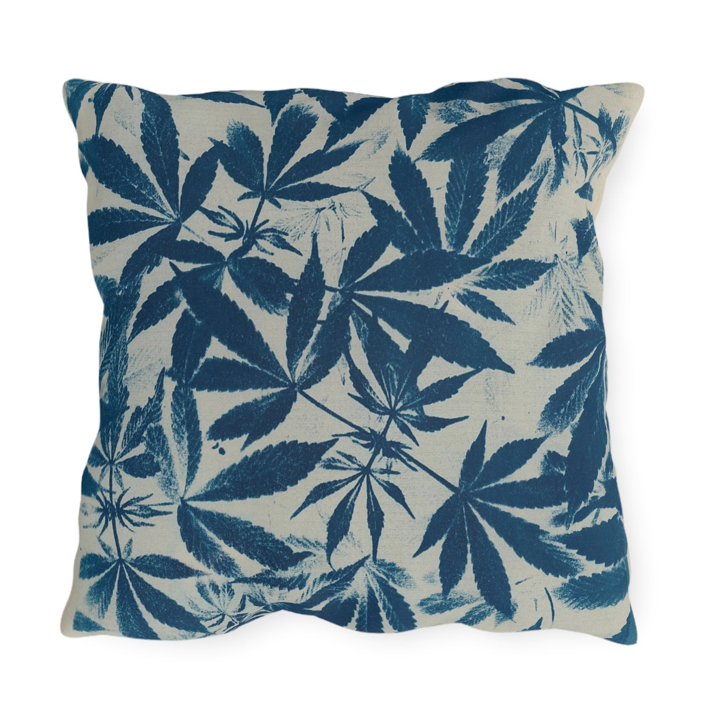 Outdoor Decorative Pillows - UV/H2O/Mildew Resistant - Cannabis Field Cyanotype on Ivory Print