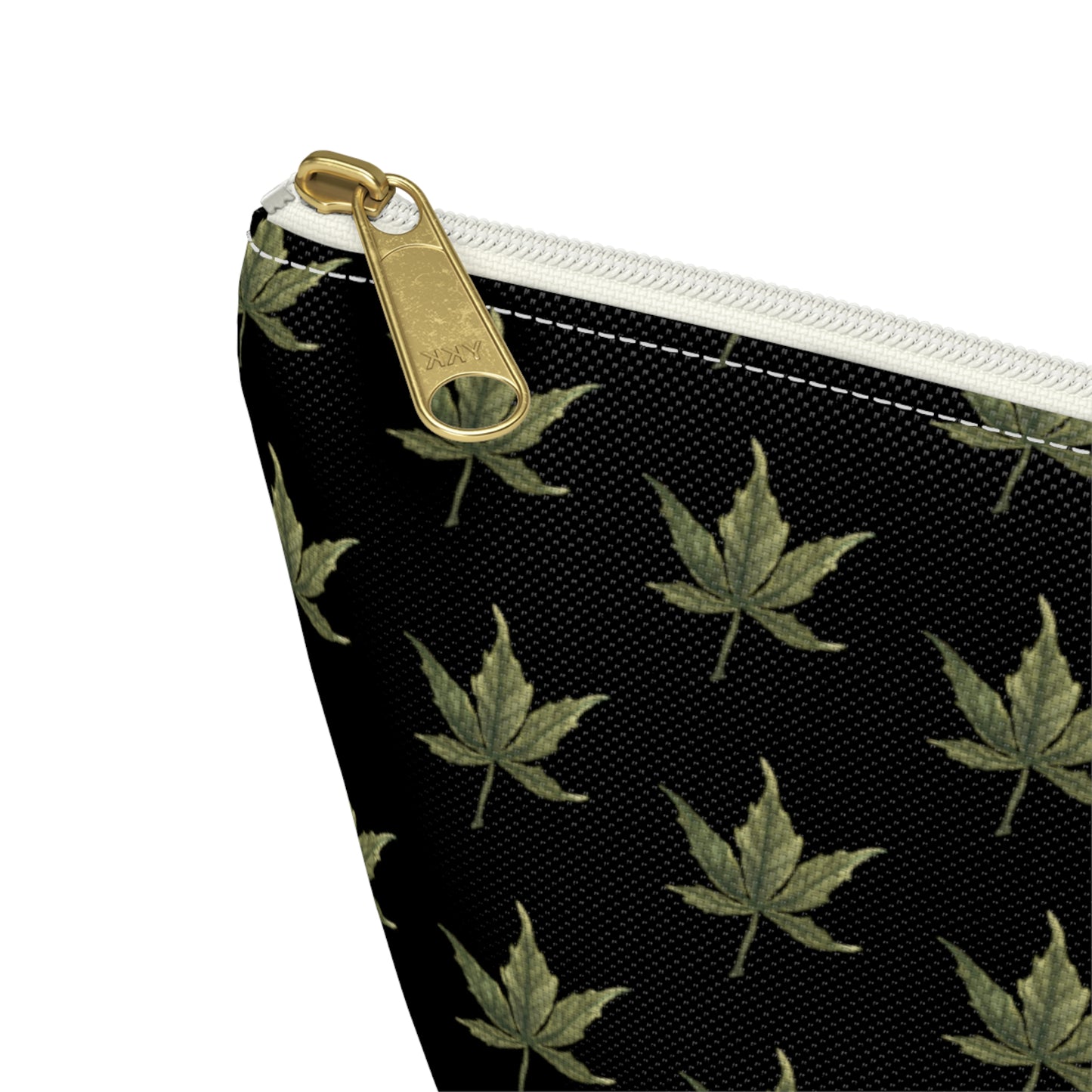 Roomy Accessory Pouch - Mini Cannabis Leaf Print on Black