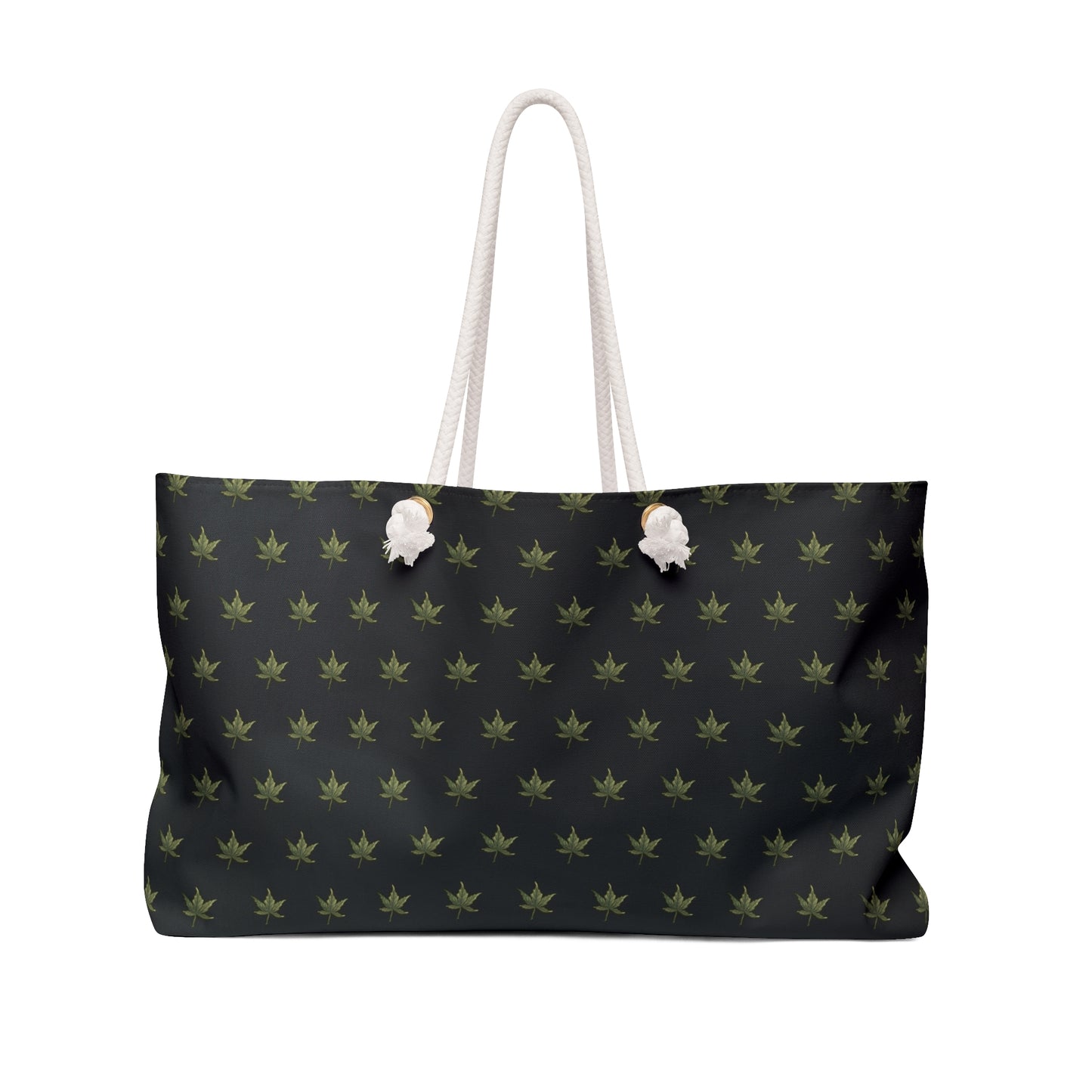 Oversized Weekender Bag - Mini Cannabis Leaf on Black