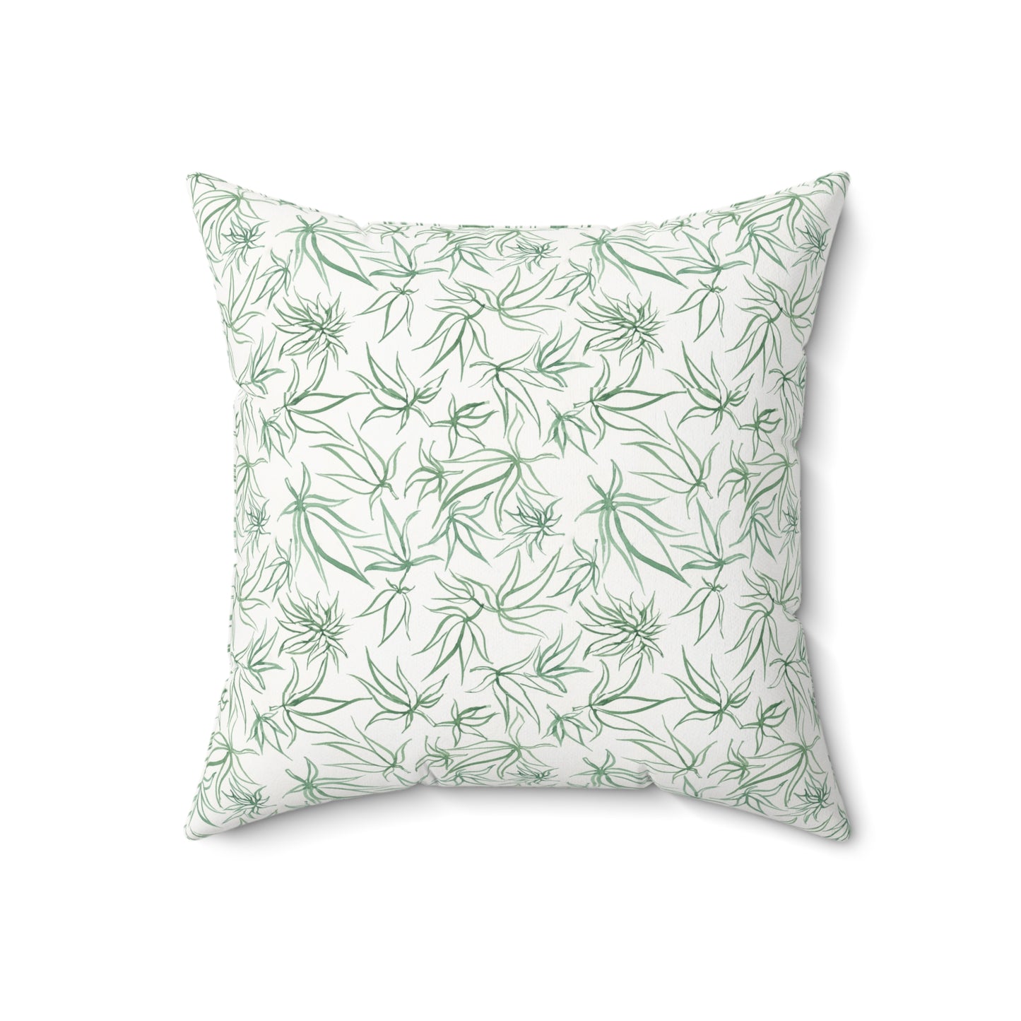 Faux Suede Square Pillow - Sketches in Green