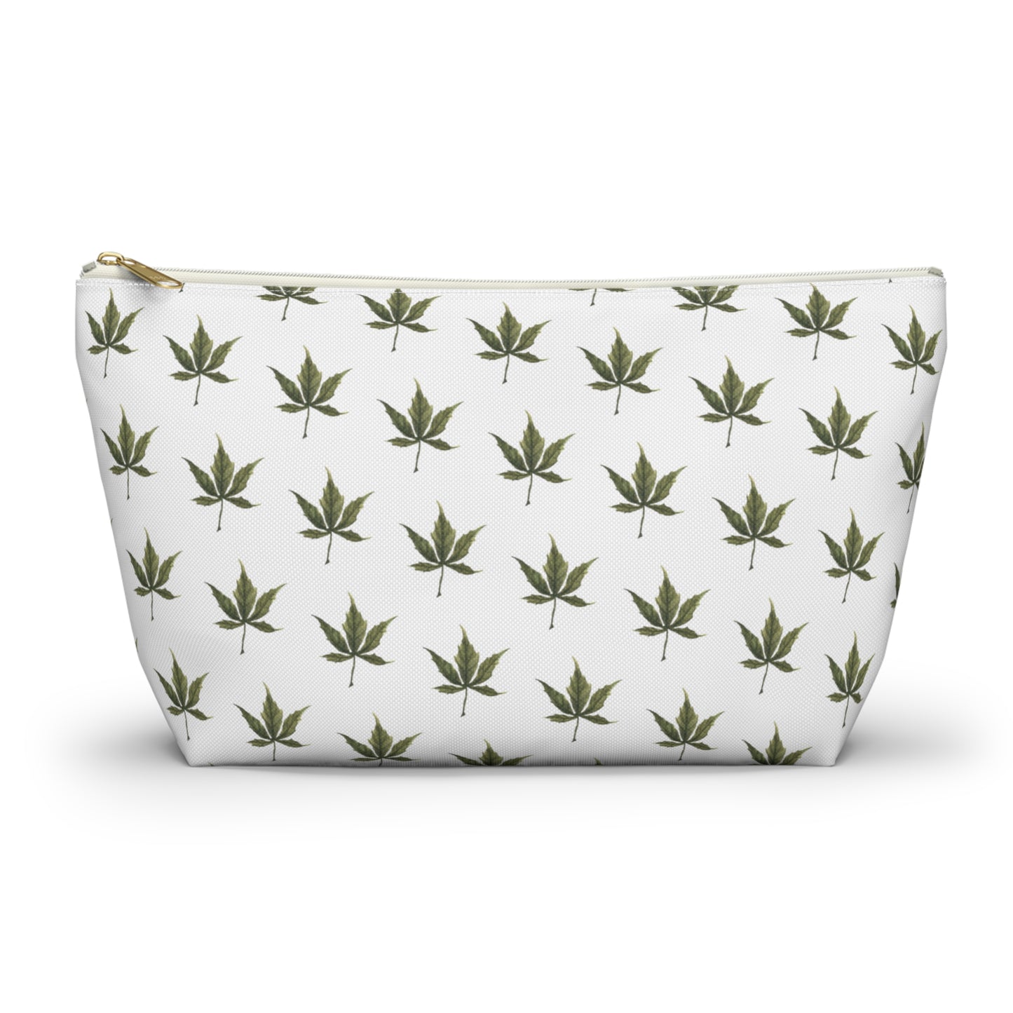 Roomy Accessory Pouch - Mini Cannabis Leaf Print on White