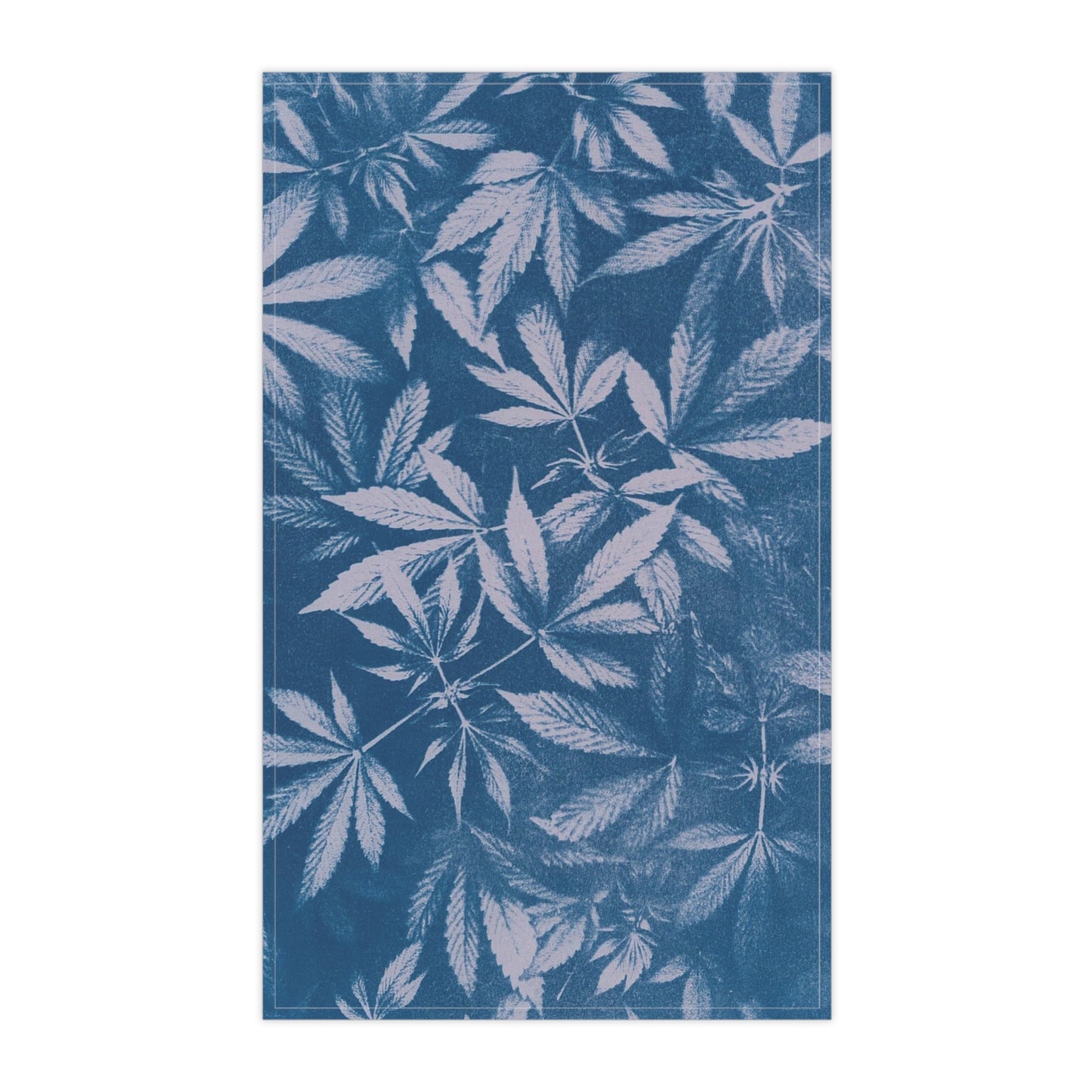 100% Cotton Twill Kitchen Towel - Cannabis Field Cyanotype on Lavender Print