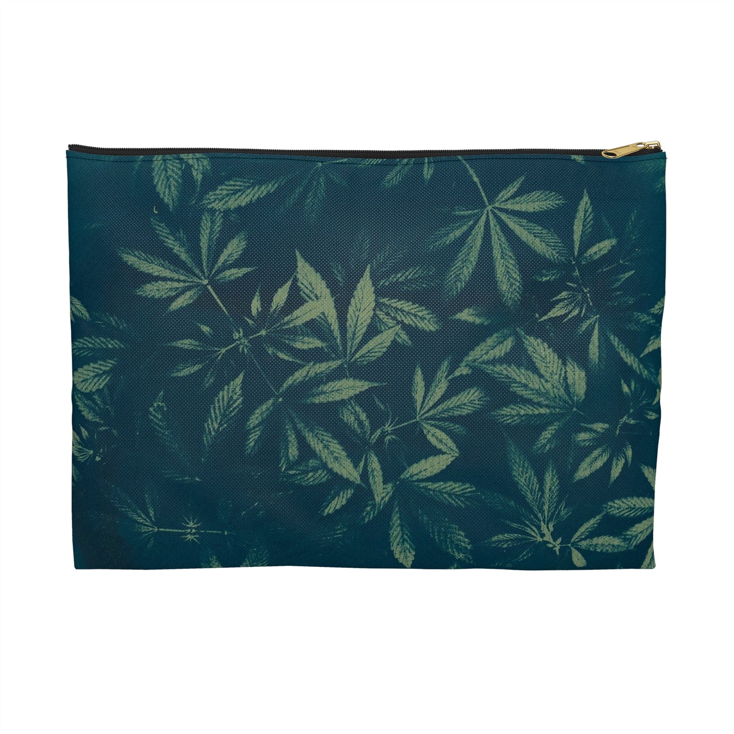 Flat Accessory Pouch - Cyanotype on Olive Print