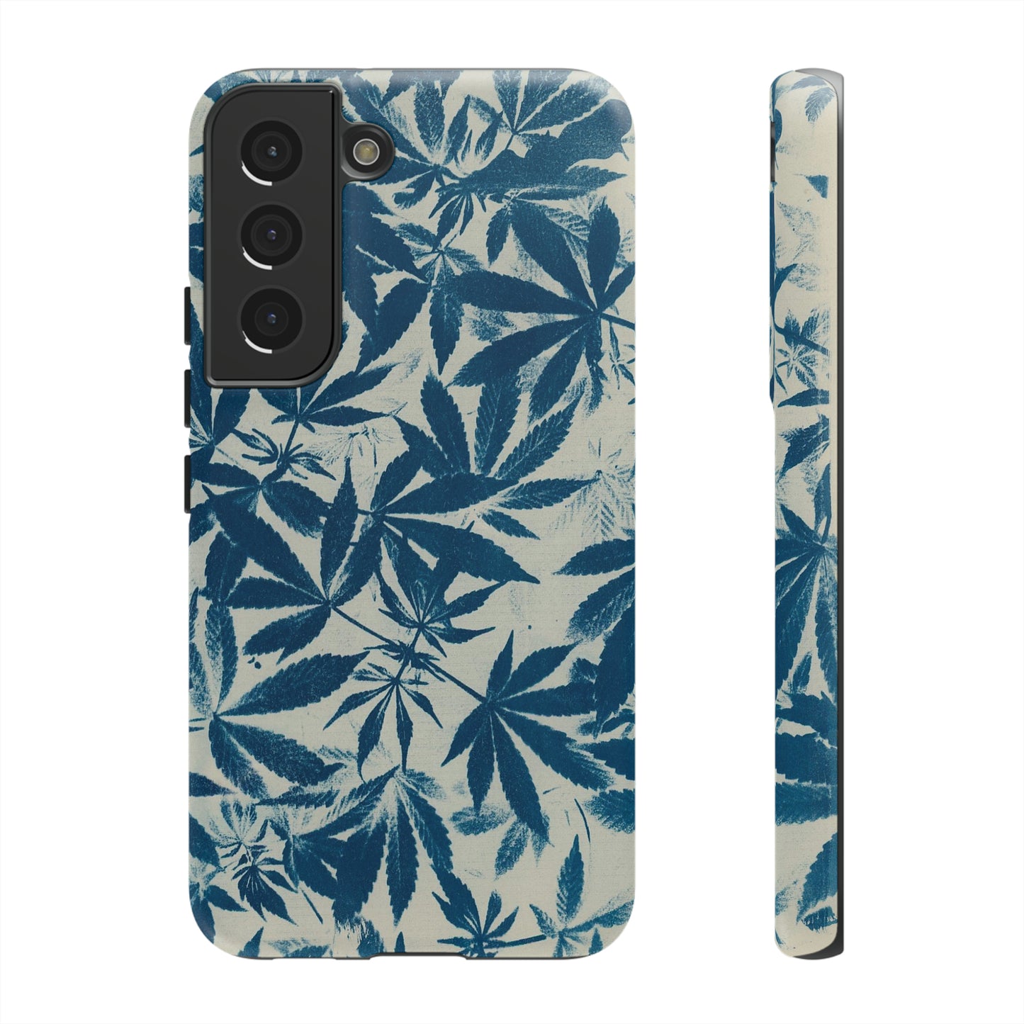 Tough Cell Phone Cases -Cannabis Field Cyanotype on Ivory Print