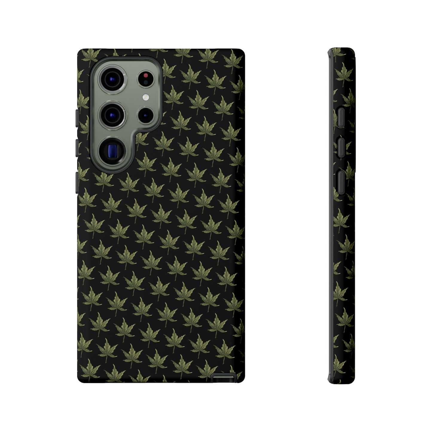 Tough Cell Phone Cases - Mini Cannabis Leaf on Black