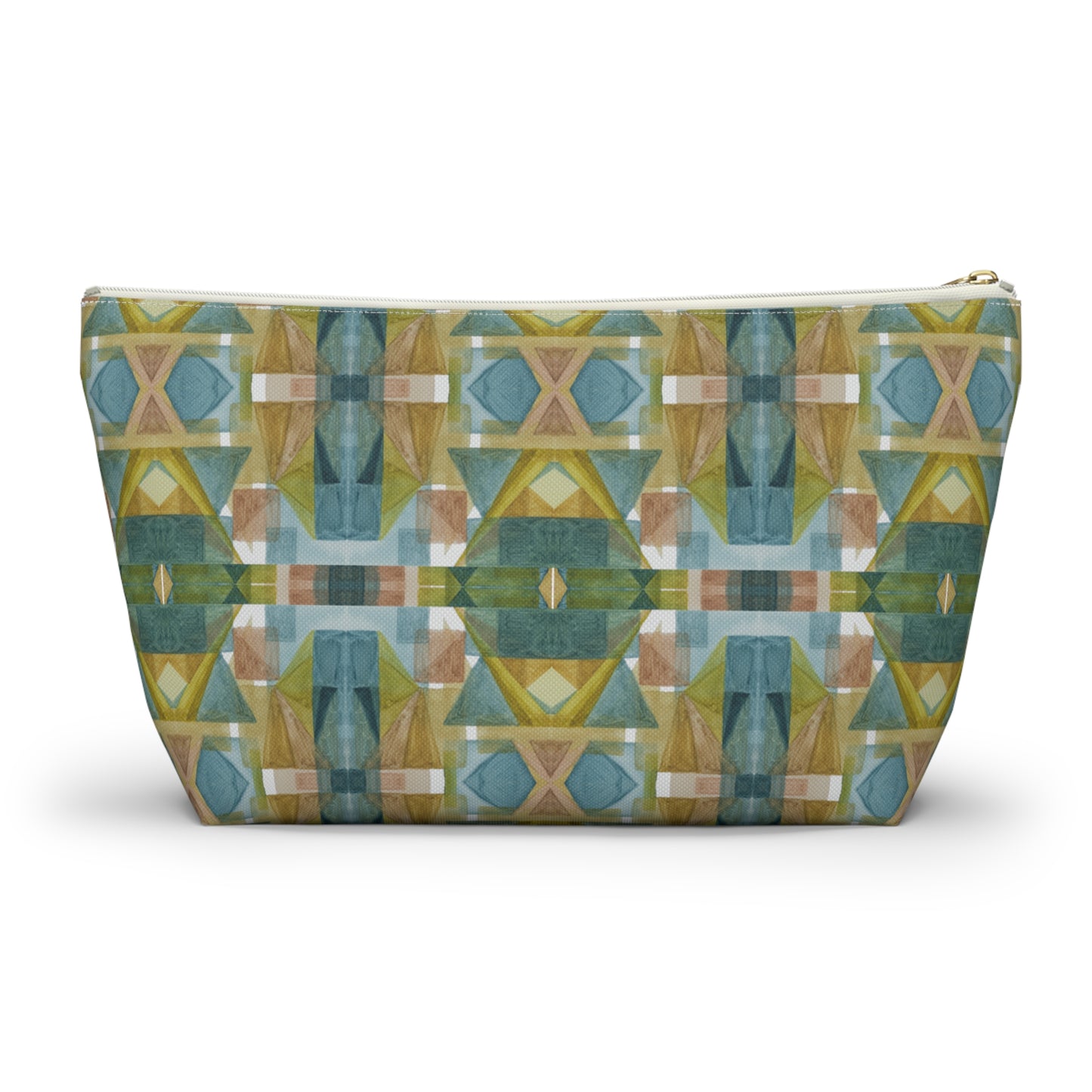 Roomy Accessory Pouch - Painterly Plaid, Cool Colors