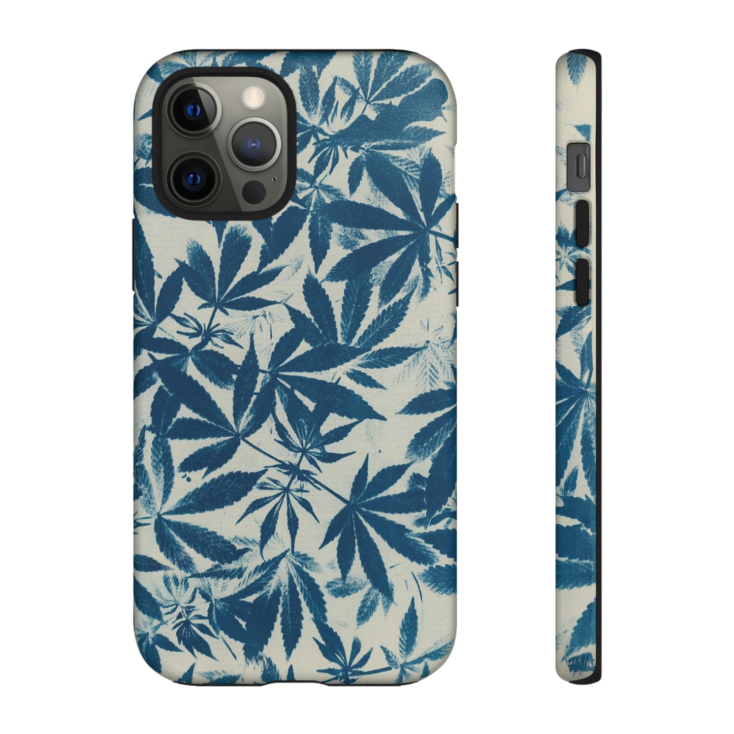 Tough Cell Phone Cases -Cannabis Field Cyanotype on Ivory Print