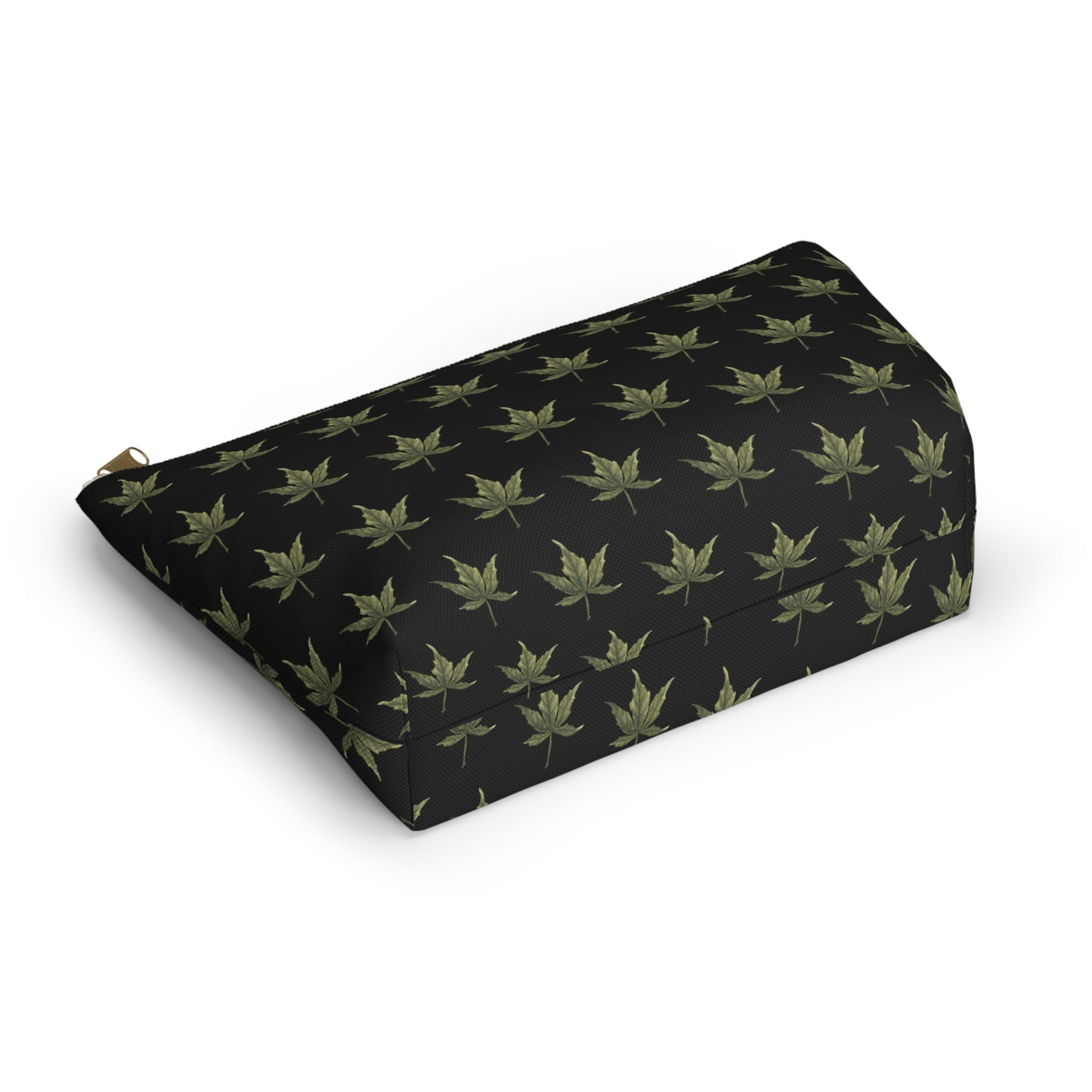 Roomy Accessory Pouch - Mini Cannabis Leaf Print on Black