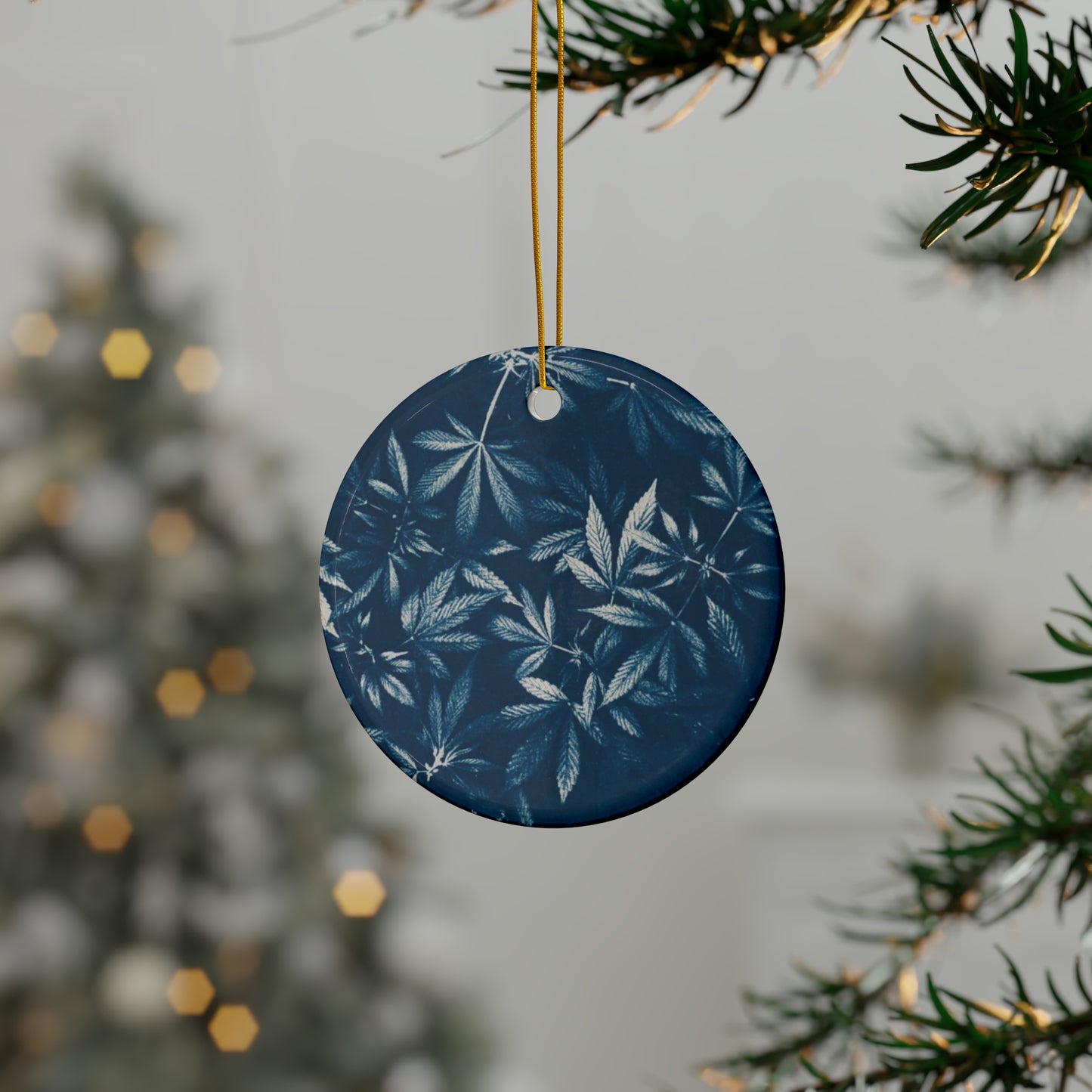 Ceramic Holiday Ornaments - Cyanotype Print 2