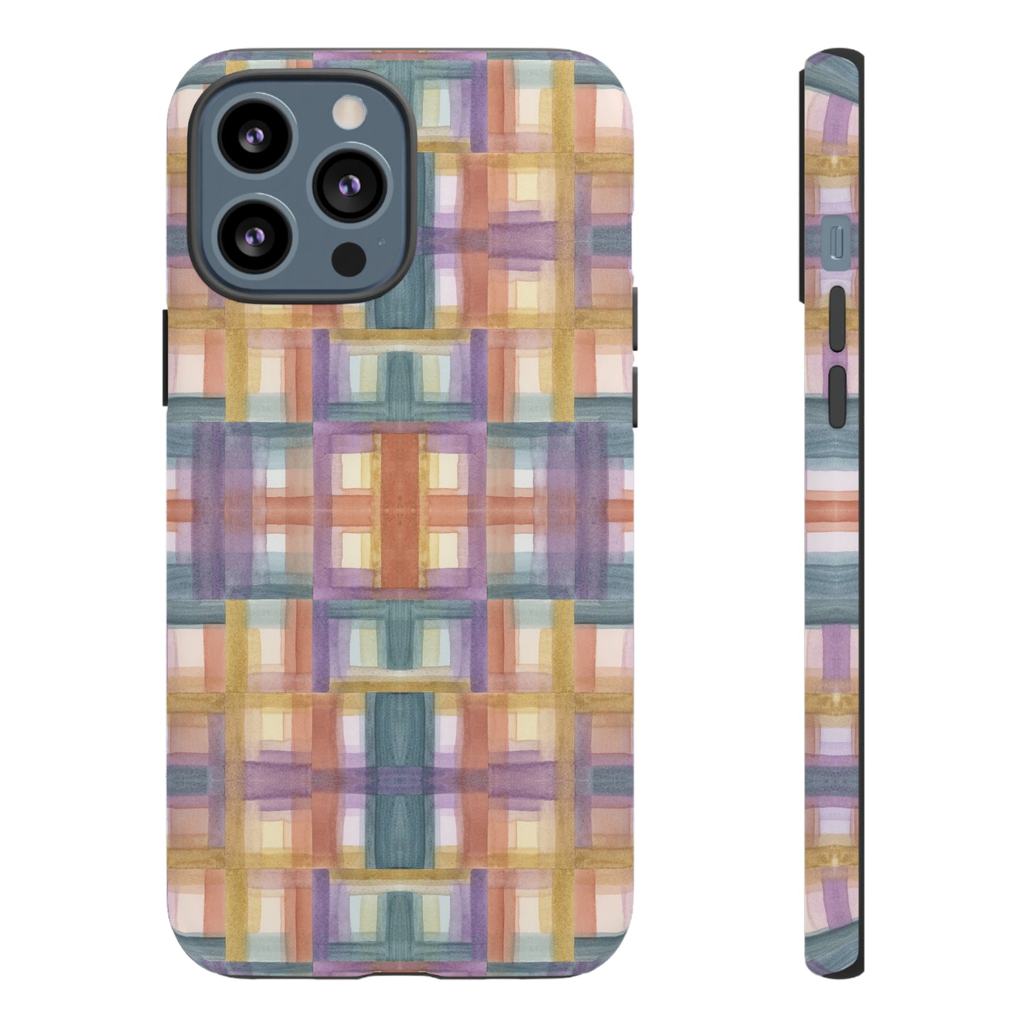 Tough Cell Phone Cases - Painterly Plaid, Warm Colors