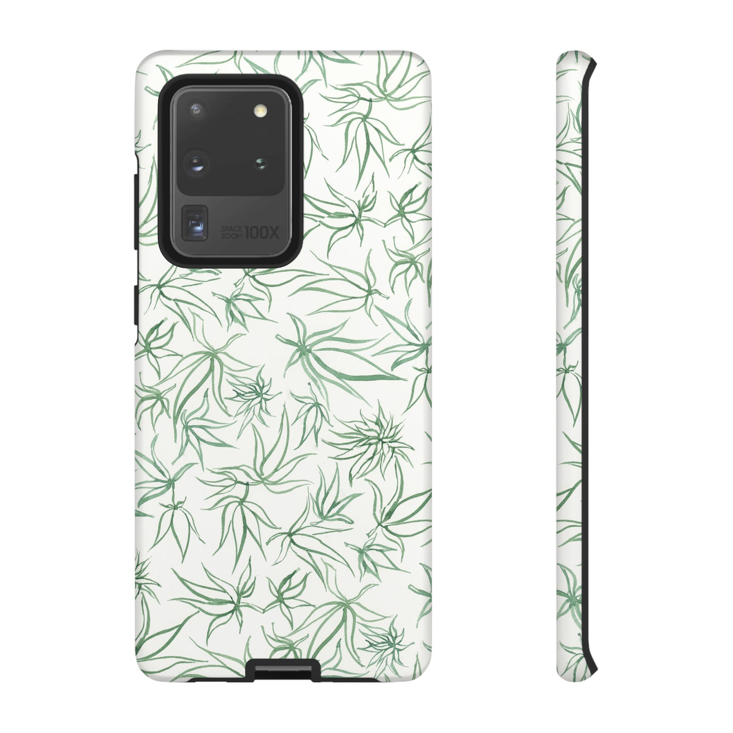 Tough Cell Phone Cases - Cannabis Sketches in Green