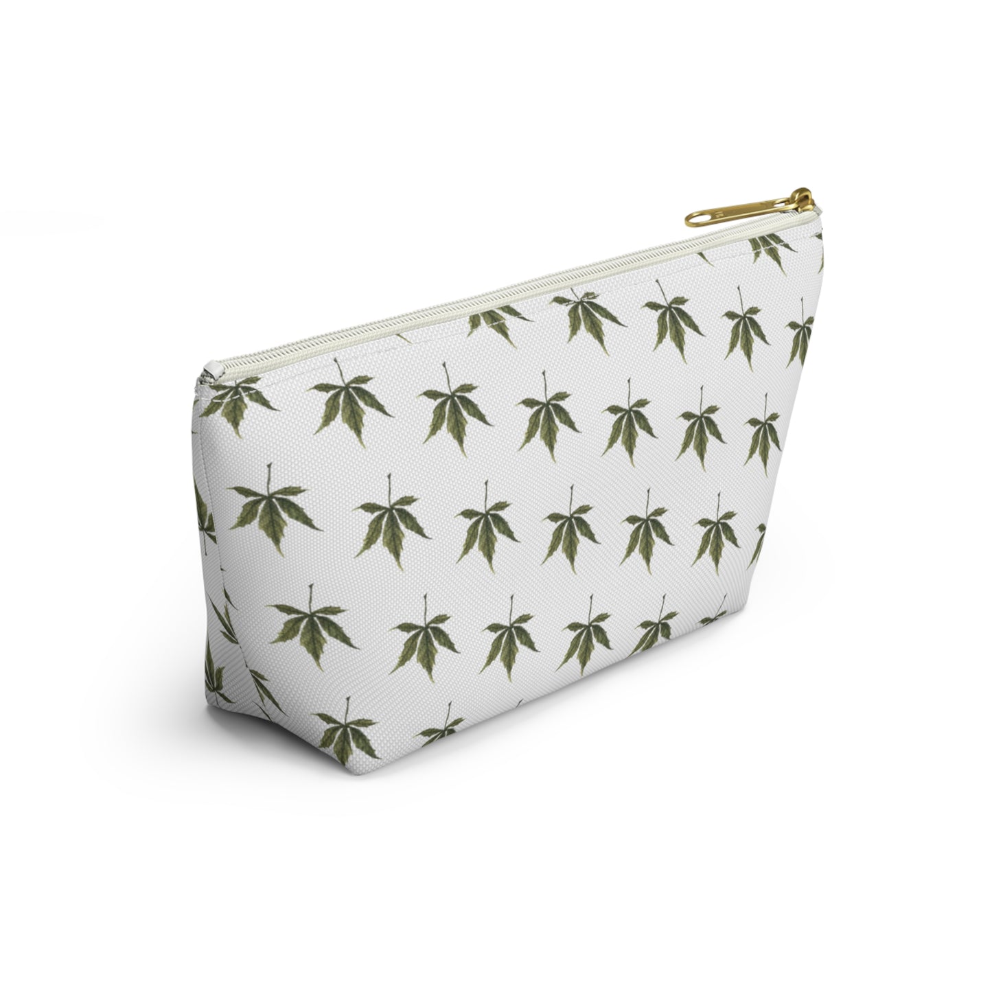 Roomy Accessory Pouch - Mini Cannabis Leaf Print on White